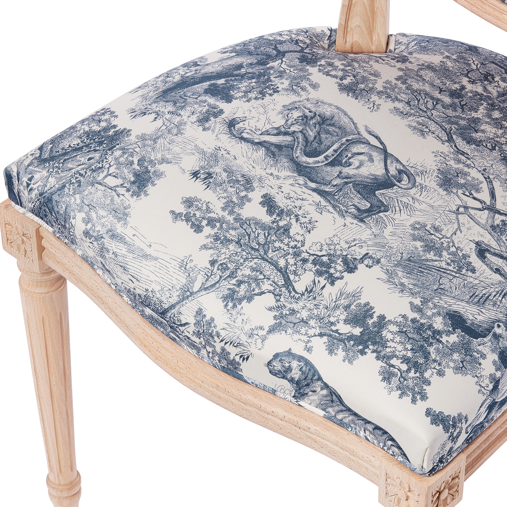 Medaillonstuhl Toile de Jouy in Blau E09