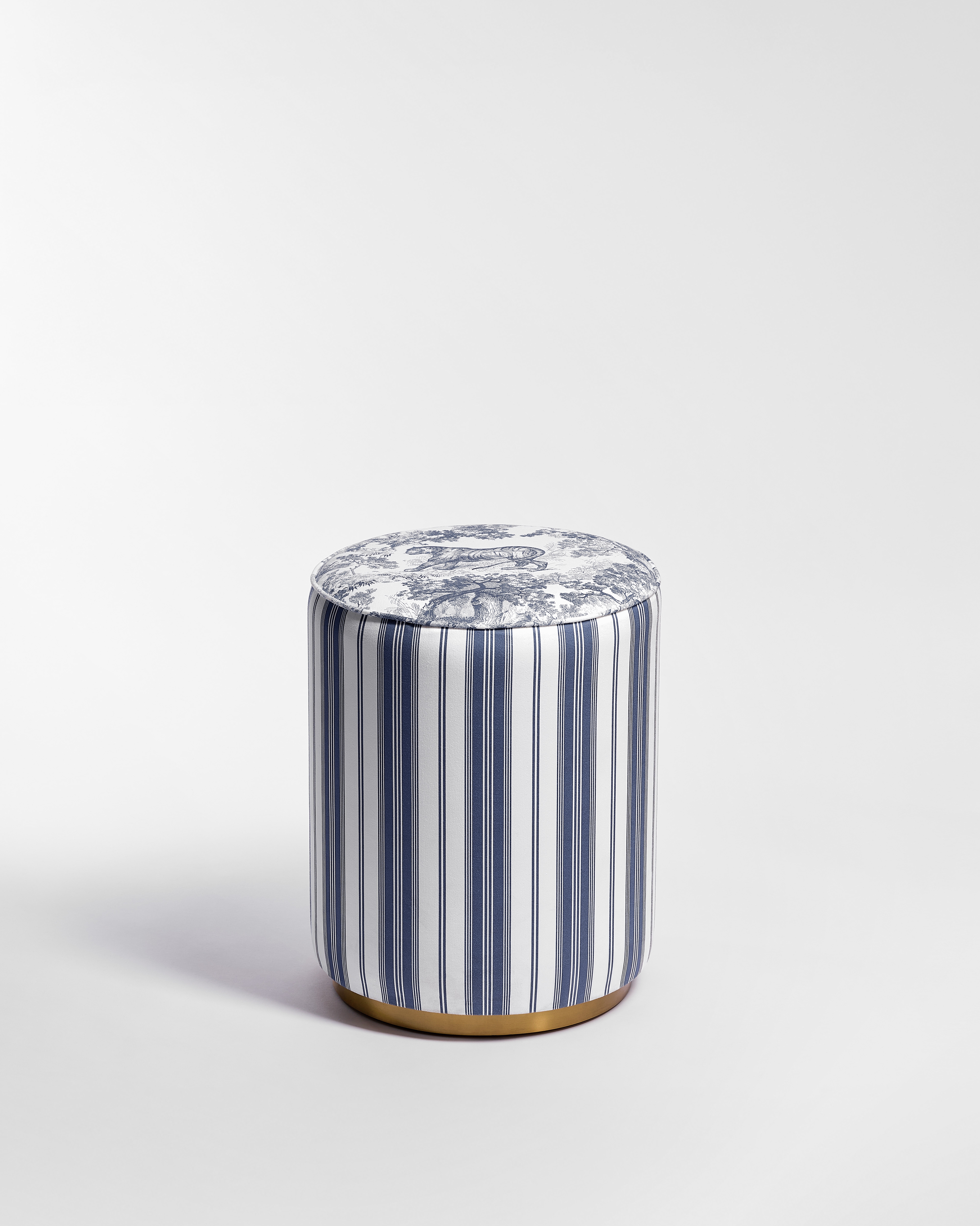 Tabouret Toile de Jouy, bleu E01
