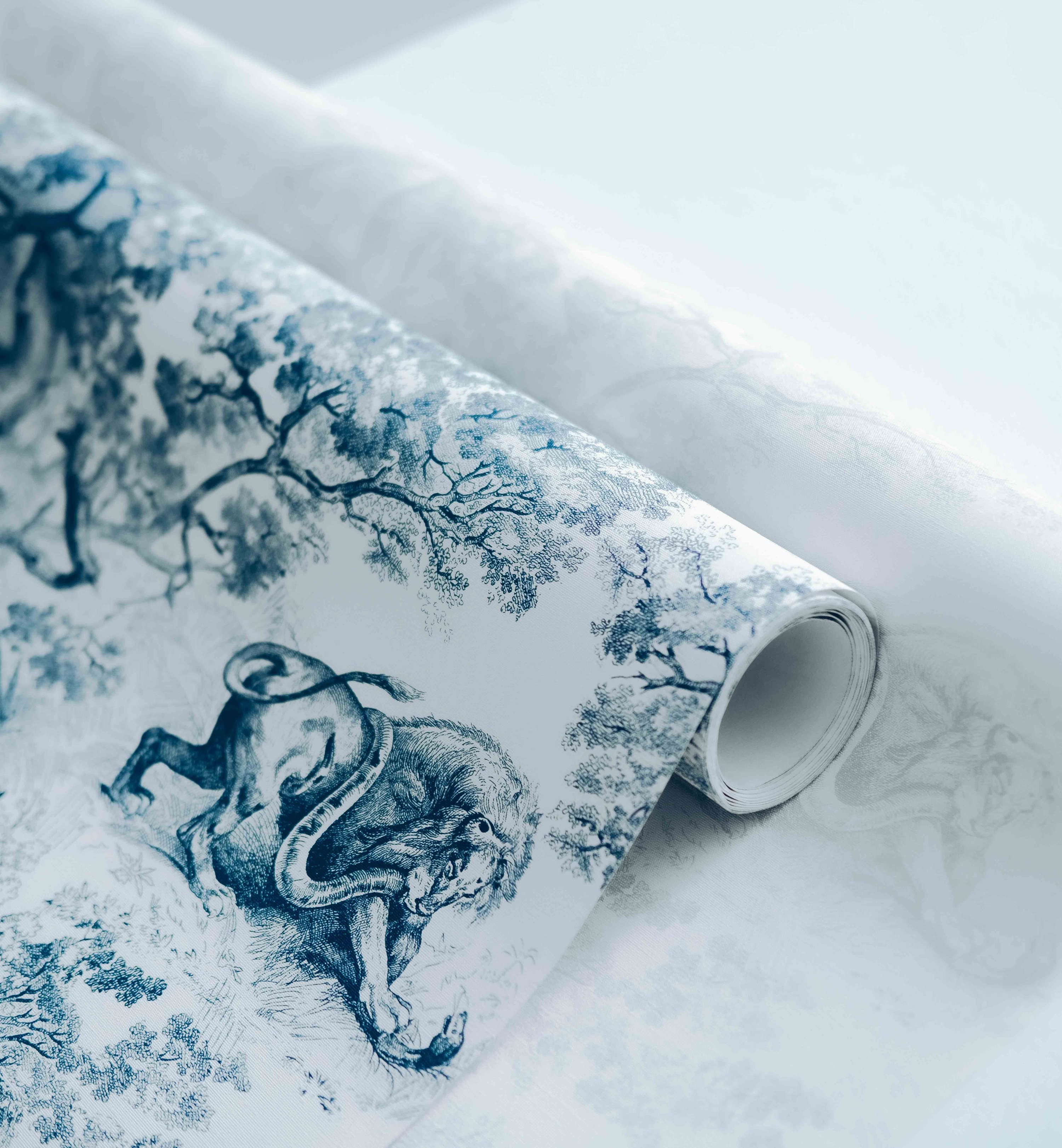 Mural decorativo Toile de Jouy, azul marino E13