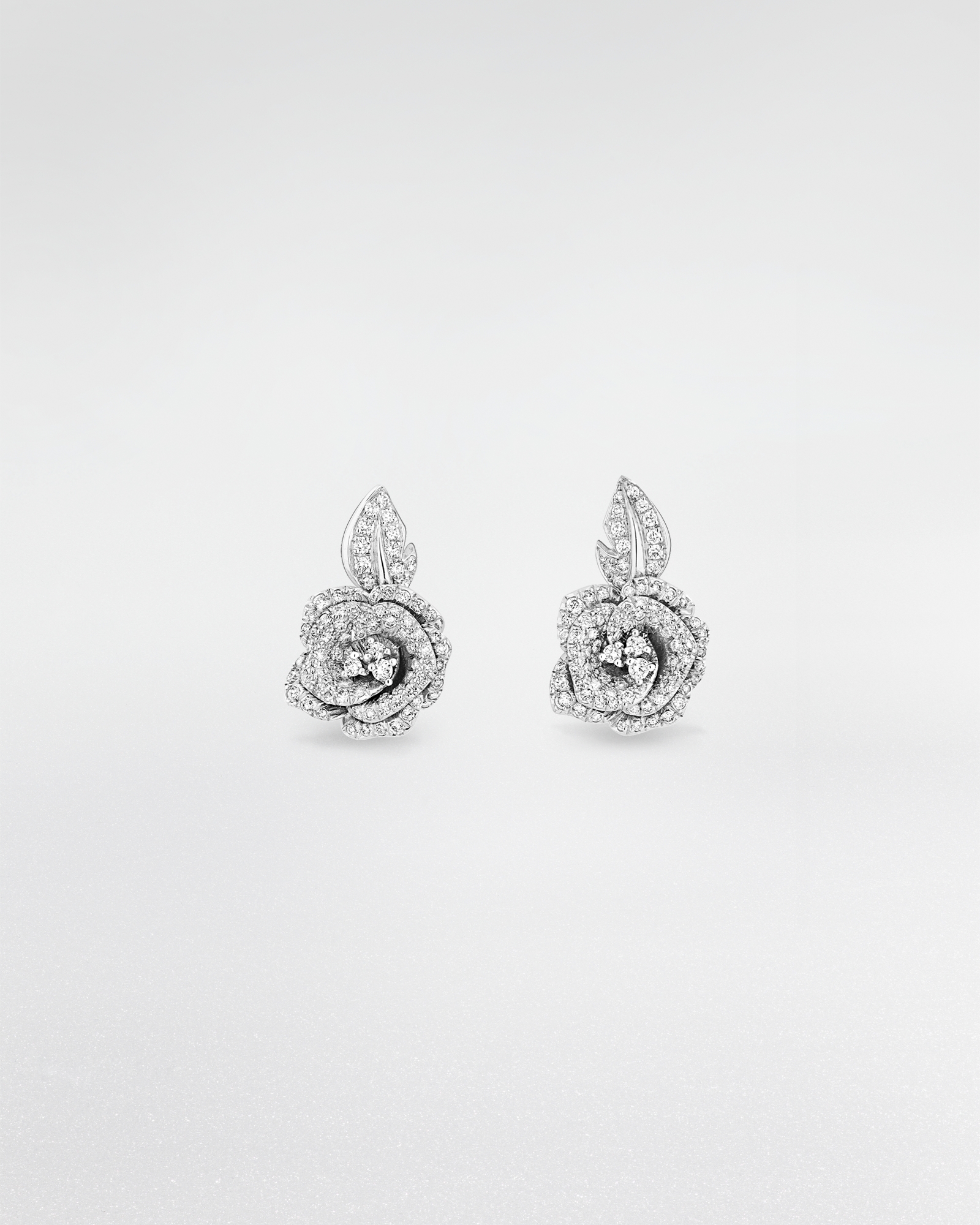 Medium Rose Dior Bagatelle Earrings White Gold and Diamonds E01