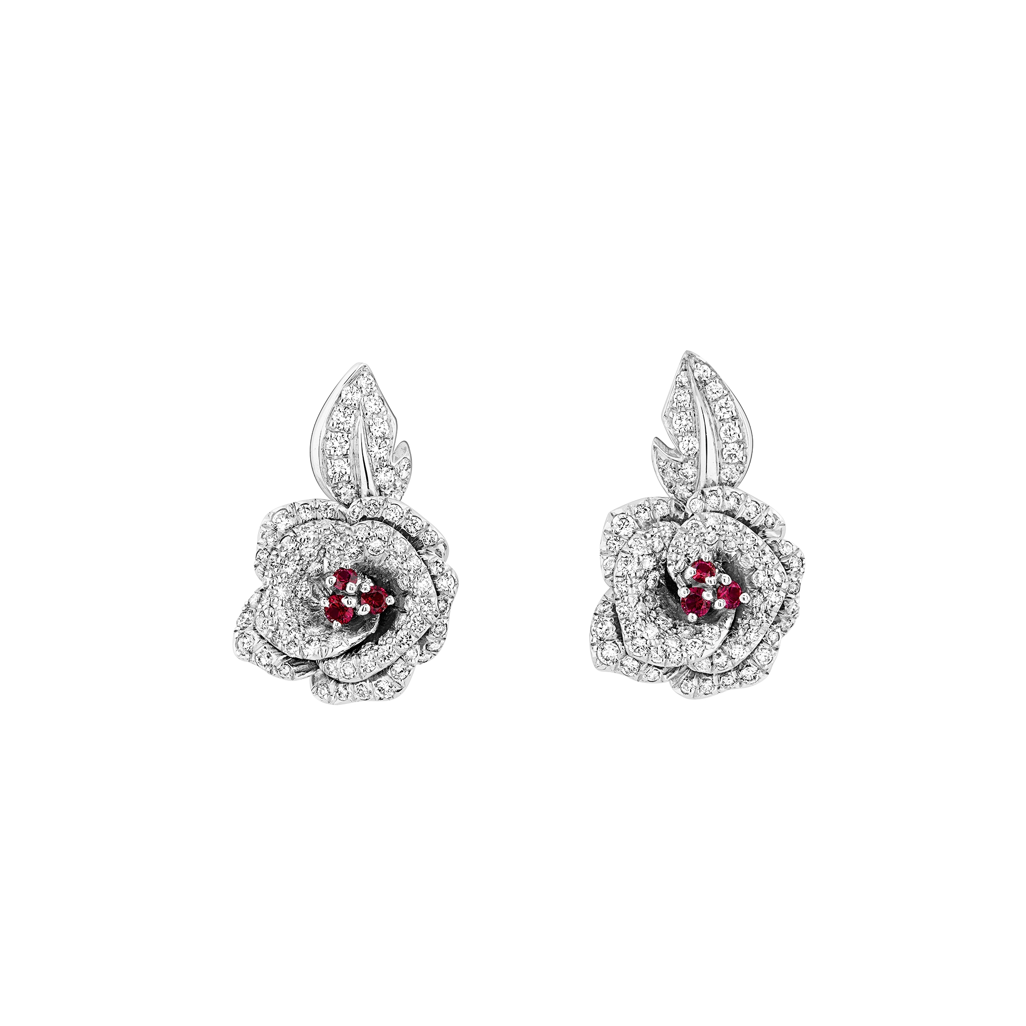 Medium Rose Dior Bagatelle Earrings White Gold, Diamonds and Rubies E01