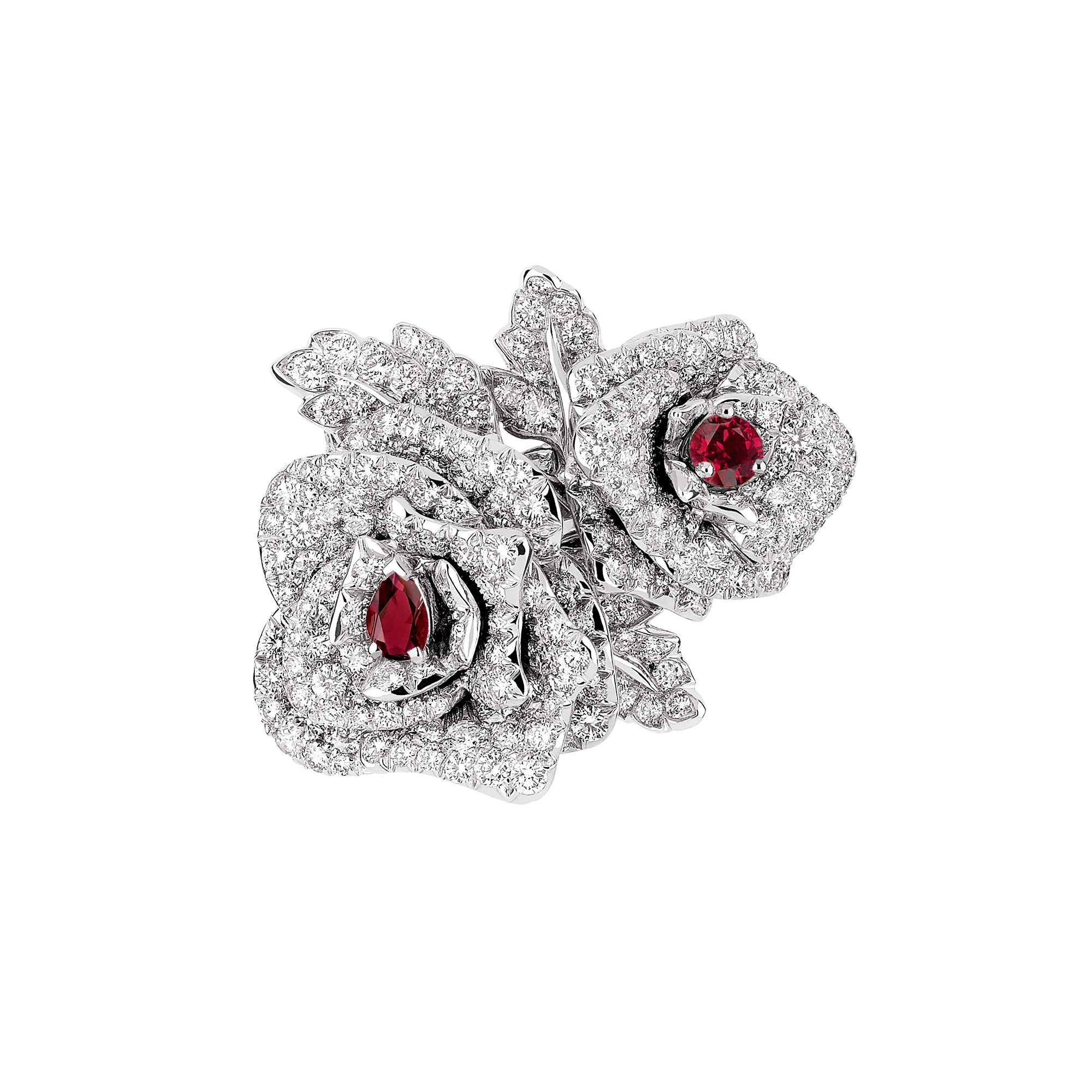 Rose Dior Bagatelle Ring White Gold, Diamonds and Rubies E01