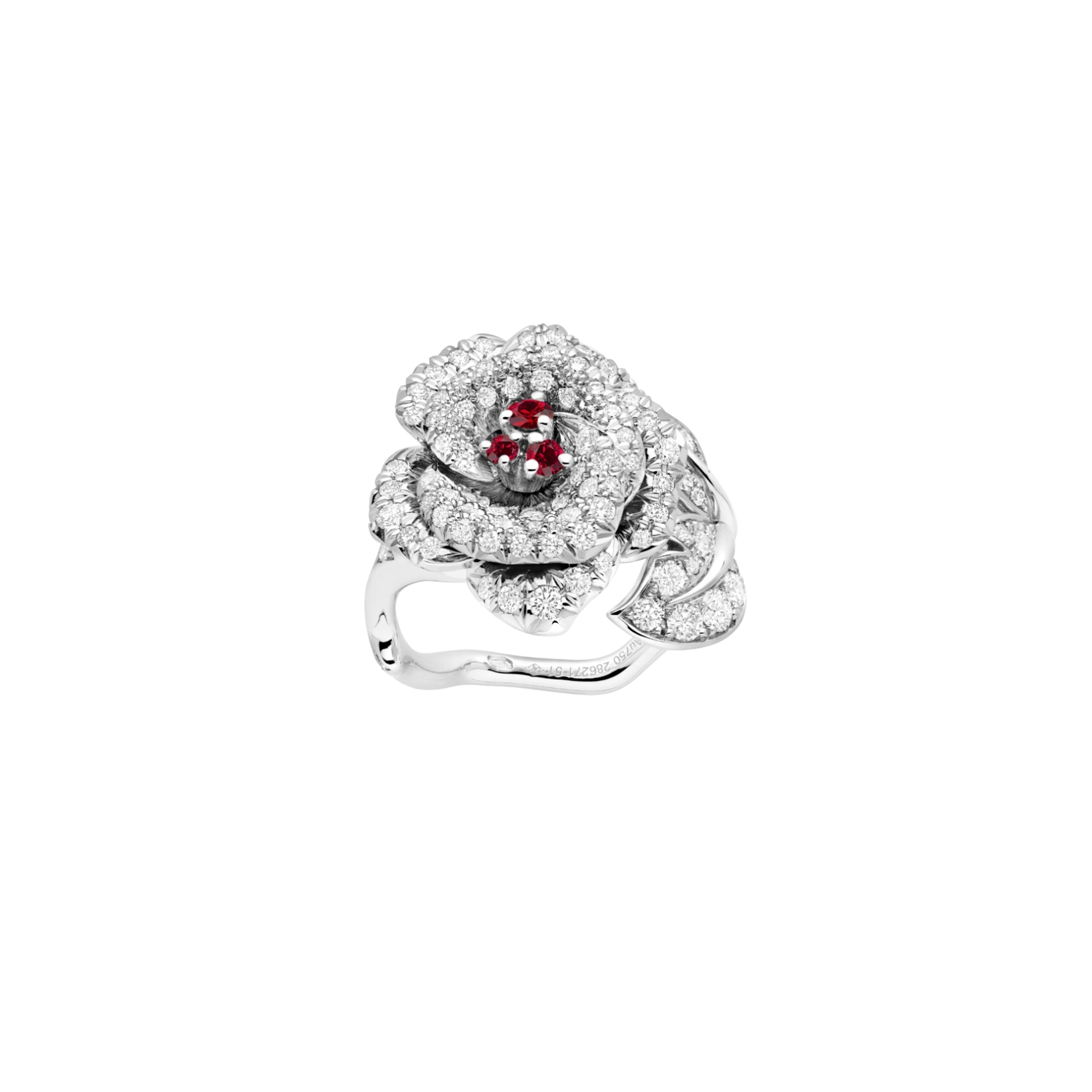 Medium Rose Dior Bagatelle Ring White Gold, Diamonds and Rubies E01