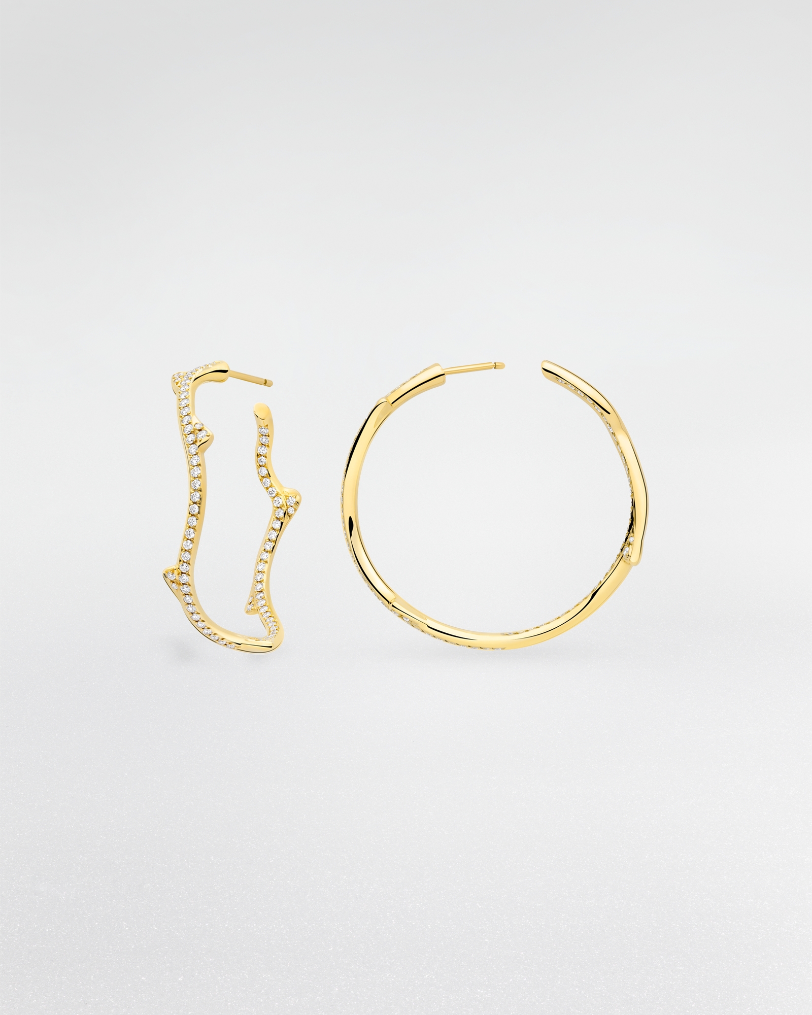 Orecchini 3D In Oro Giallo 10kt Con Diamanti Tondi 0,50 Ct, Borchie Quadrate 4 Punte