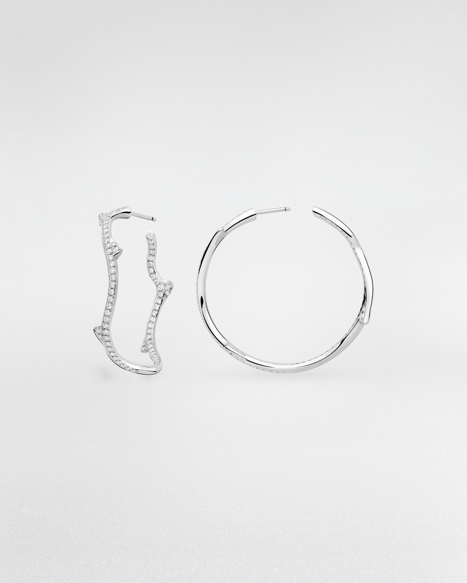 14 Ct Gelb Gold Und Rhodium Diamantiert 2,5 Mm Twisted Hoop