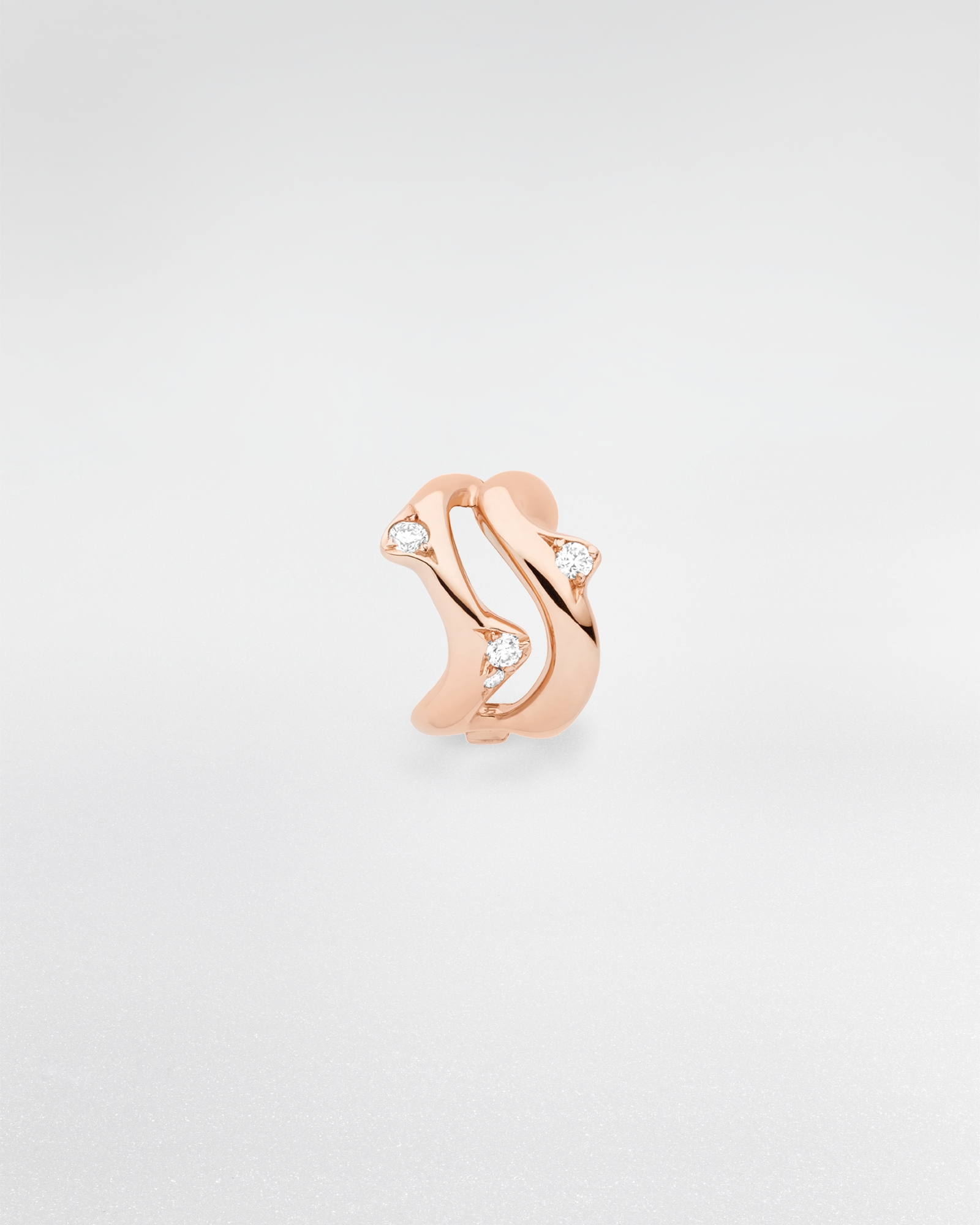 Mono bijou d'oreille Bois de Rose Or rose et diamants E01