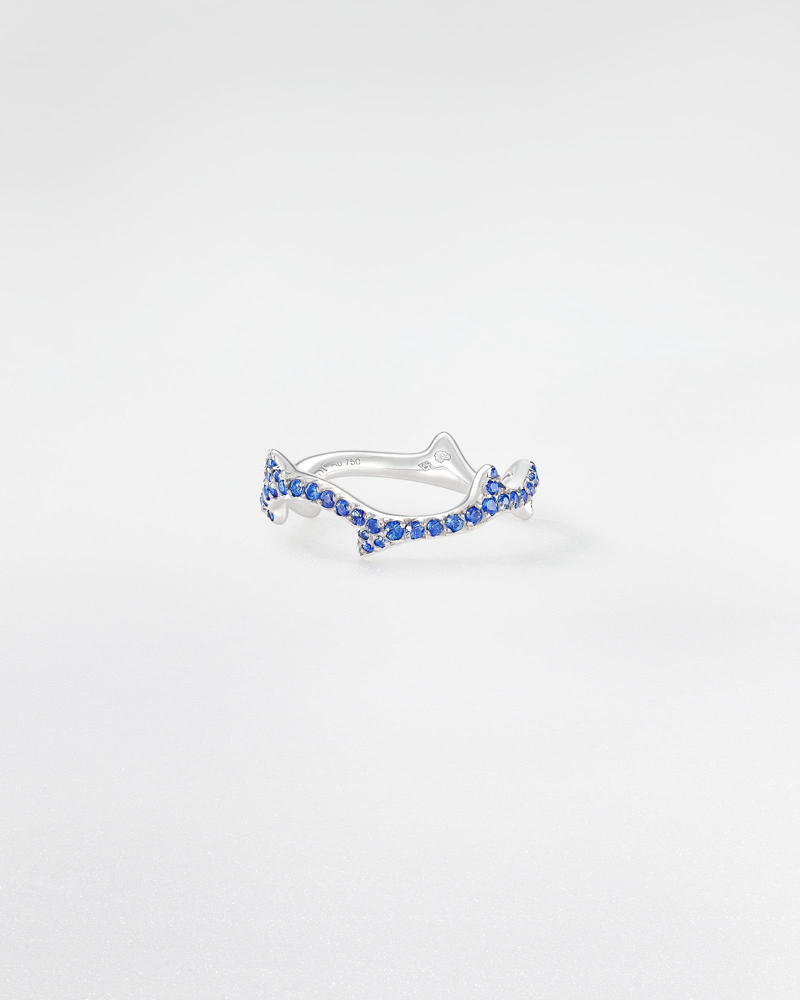 Bois de Rose Ring White Gold and Blue Sapphires E01