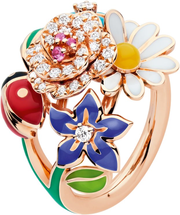 Diorette Ring Pink Gold Diamonds Pink Sapphires and Lacquer DIOR