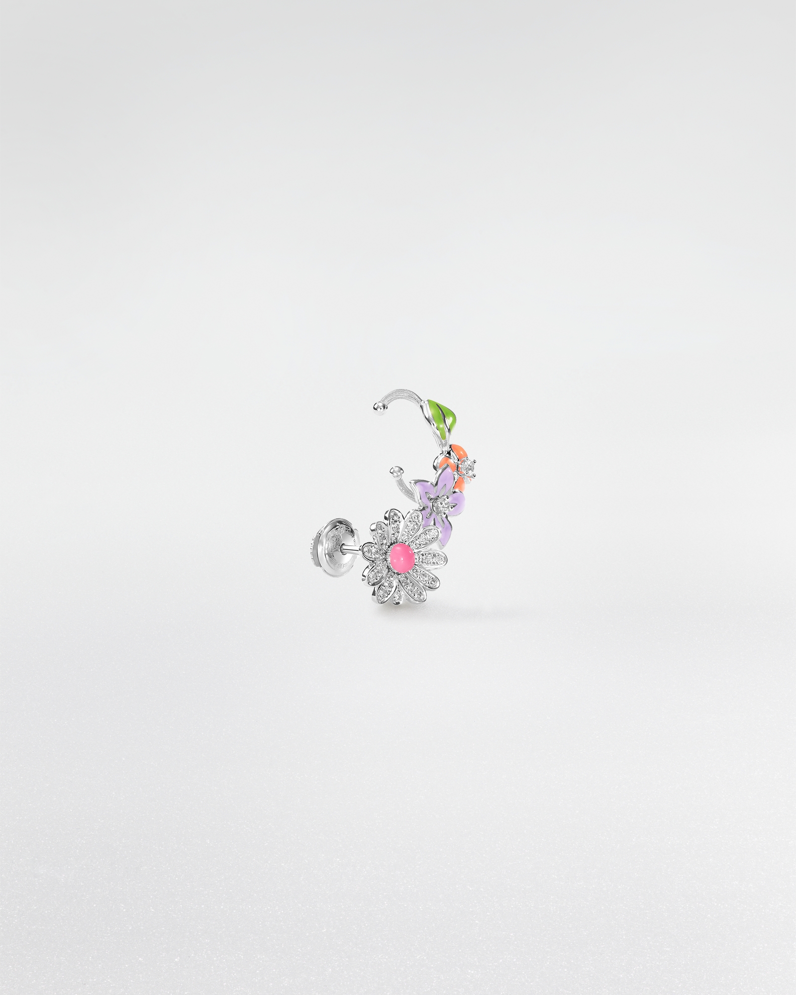 Diorette Single Earring White Gold, Diamonds and Lacquer E02