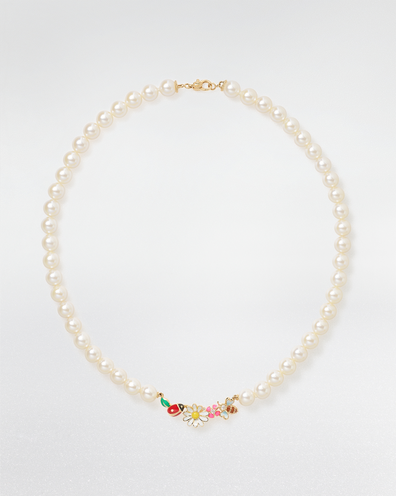 Colar Diorette Ouro amarelo, pérolas de água doce, diamantes e laca E01