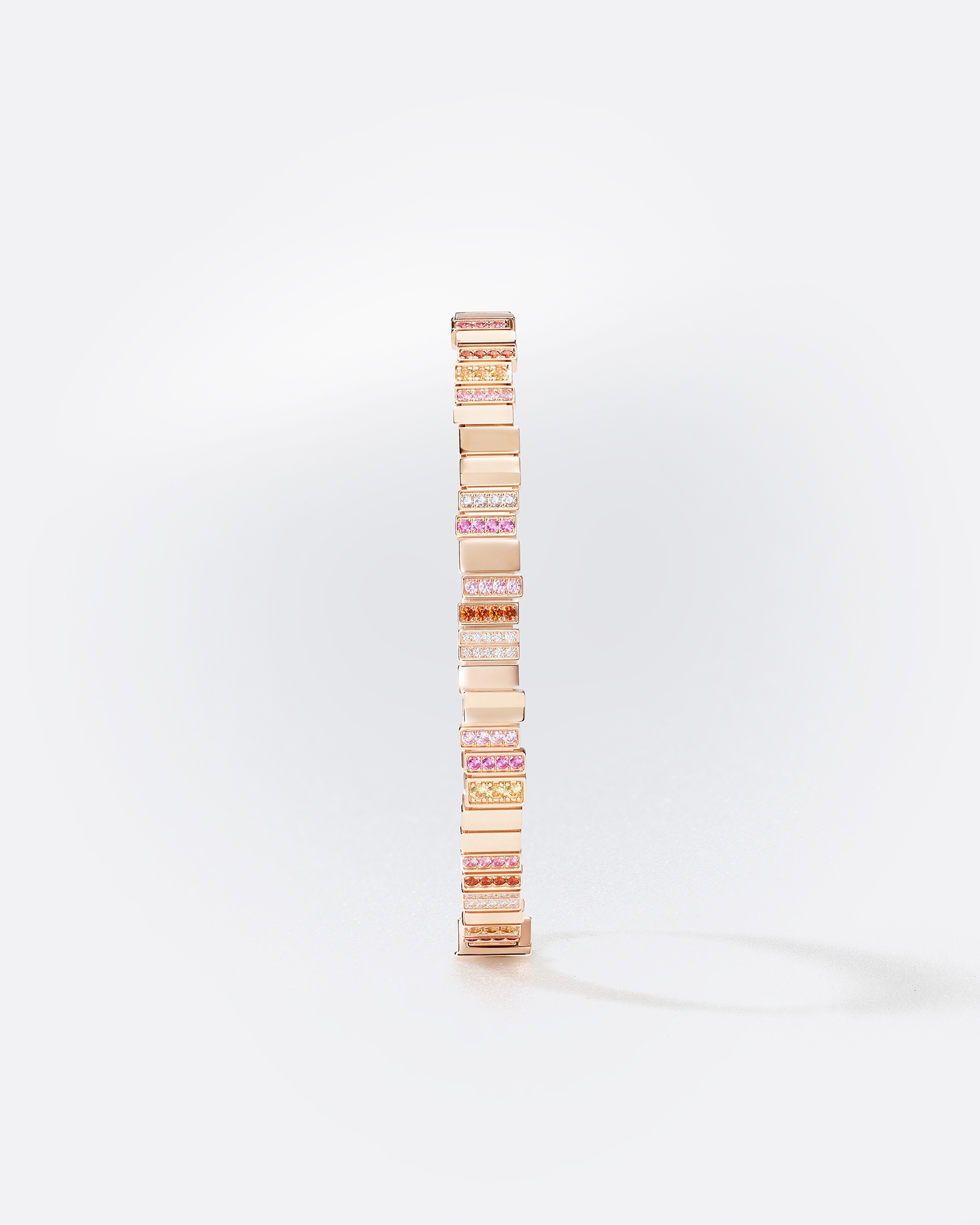 GEM DIOR Bracelet Pink Gold, Diamonds, Pink and Yellow Sapphires, Pink Rubies and Spessartite Garnets E03