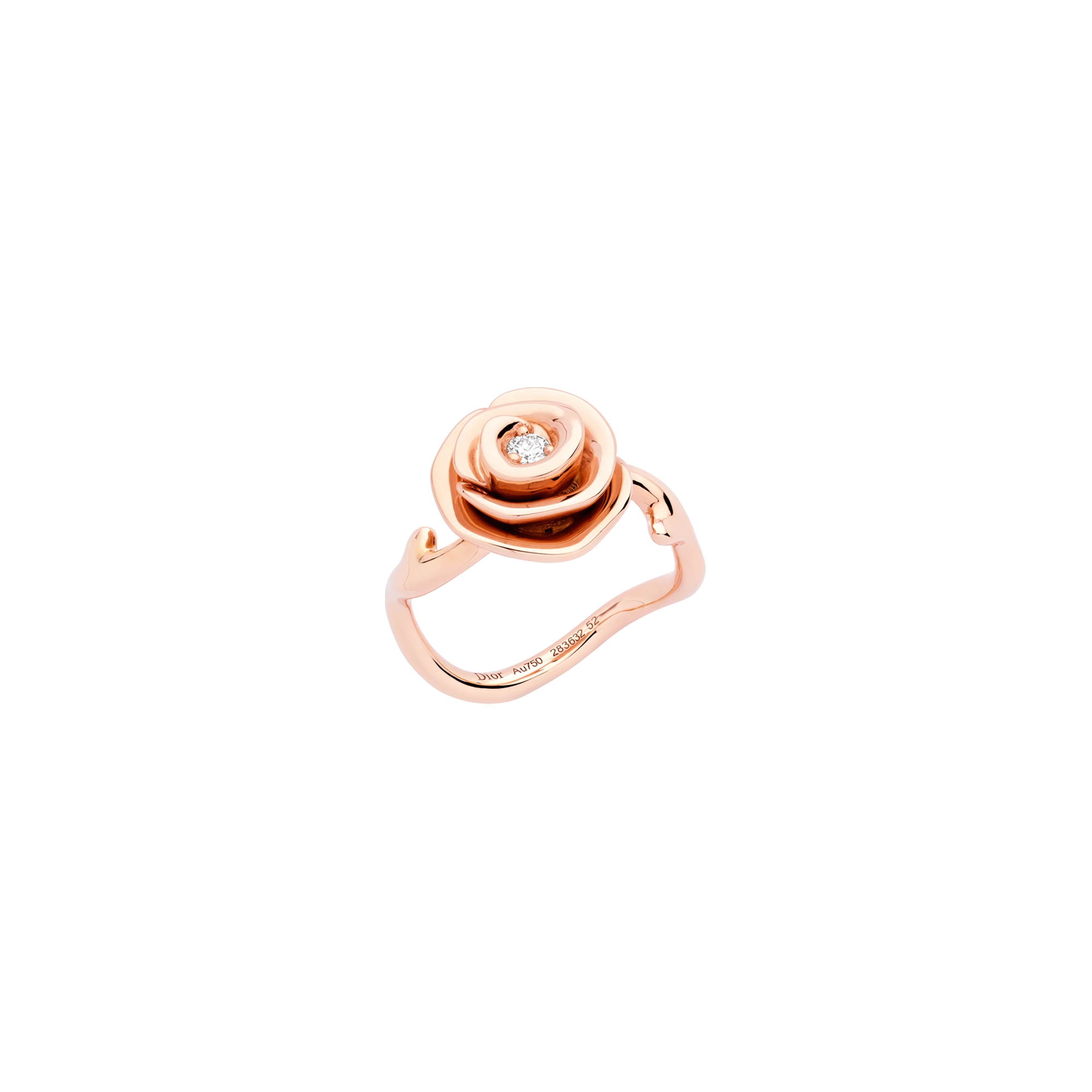 Grote Rose Dior Couture-ring Roségoud en diamanten E04
