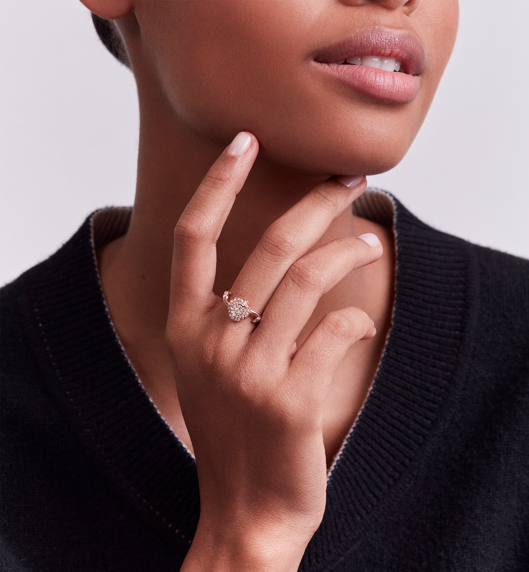 Small Rose Dior Couture Ring Pink Gold and Diamonds DIOR