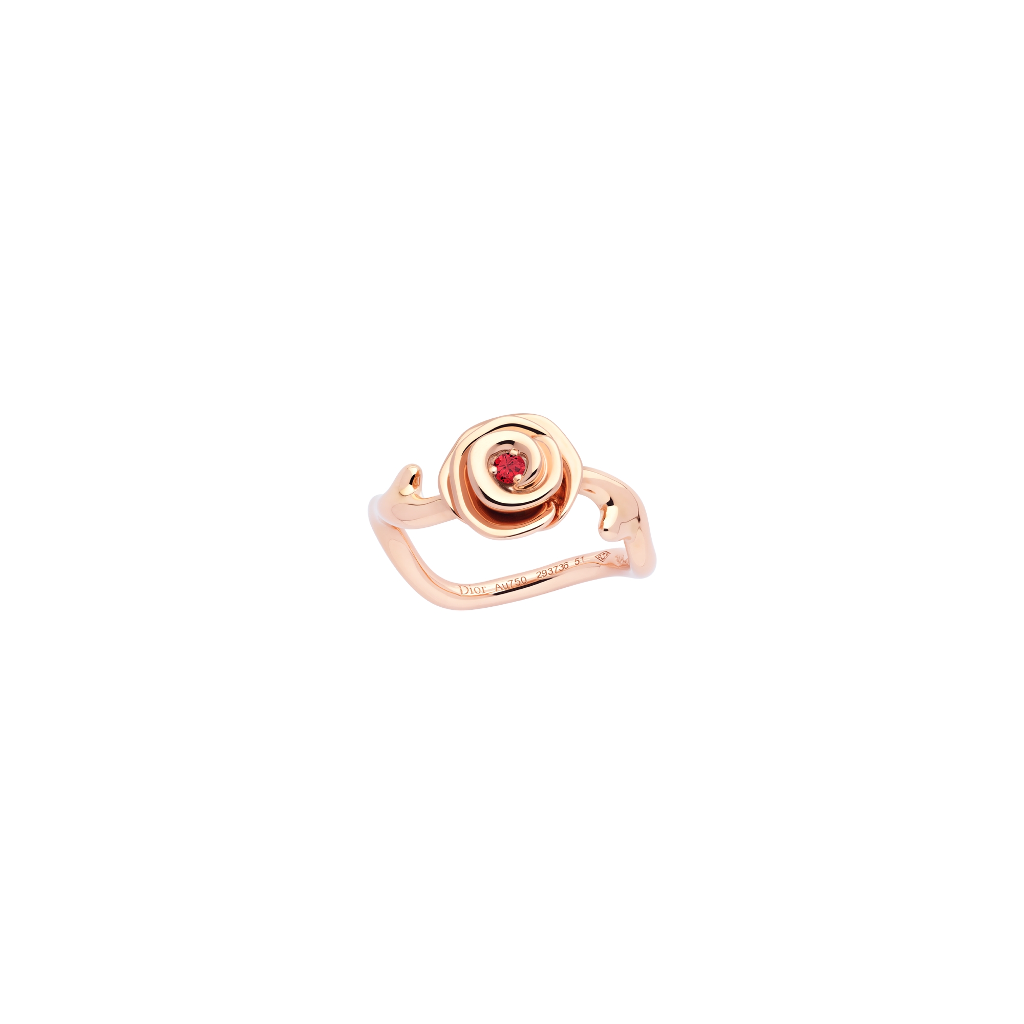 Small Rose Dior Couture Ring Pink Gold and Ruby E01
