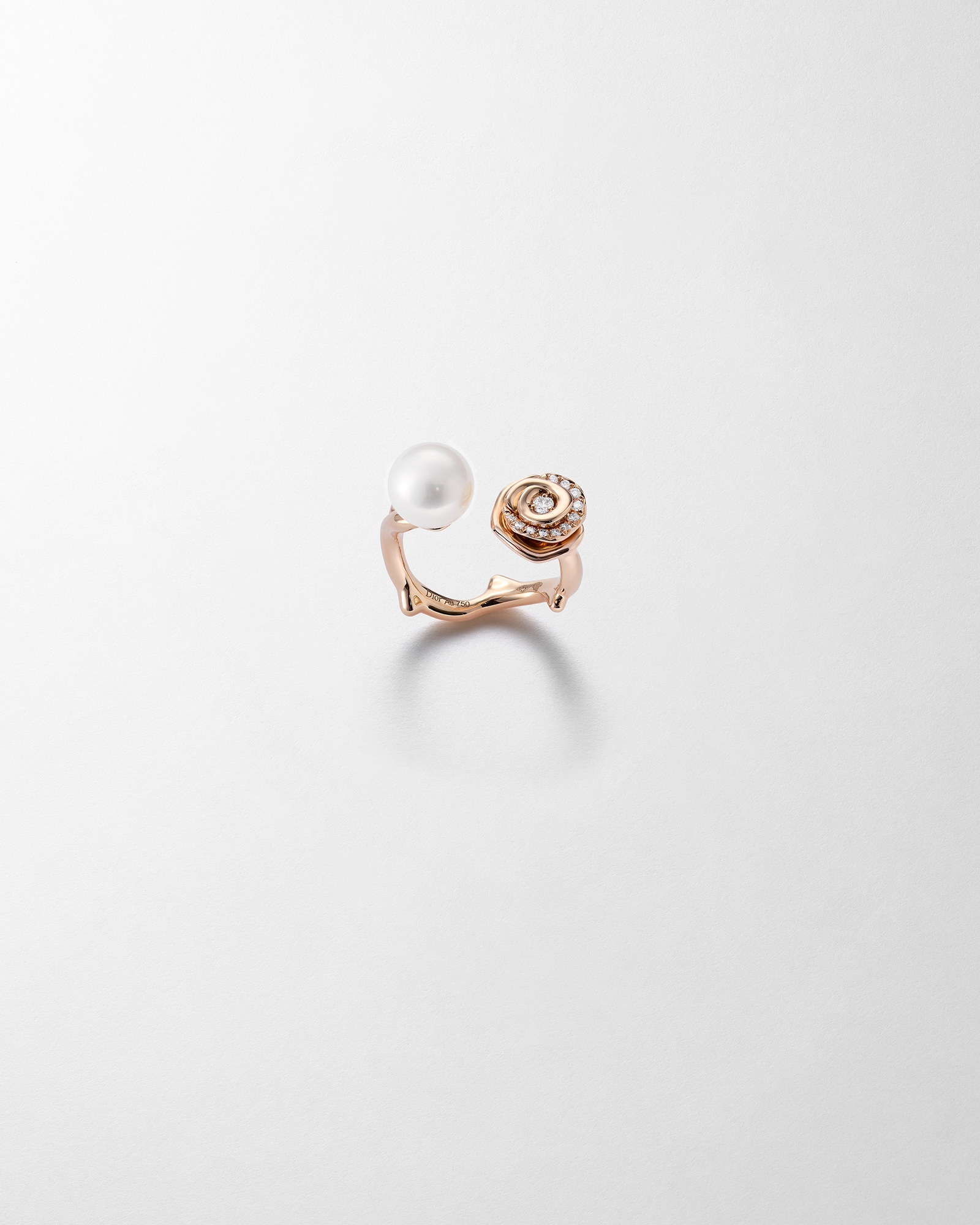 Small Rose Dior Couture Ring Pink Gold, Diamonds and Akoya Pearl