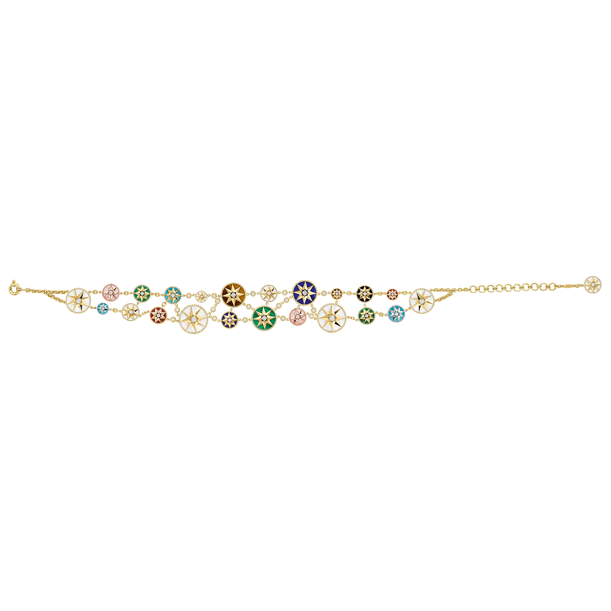 Rose des Vents Choker Yellow, Pink and White Gold, Diamonds and Gemstones E08