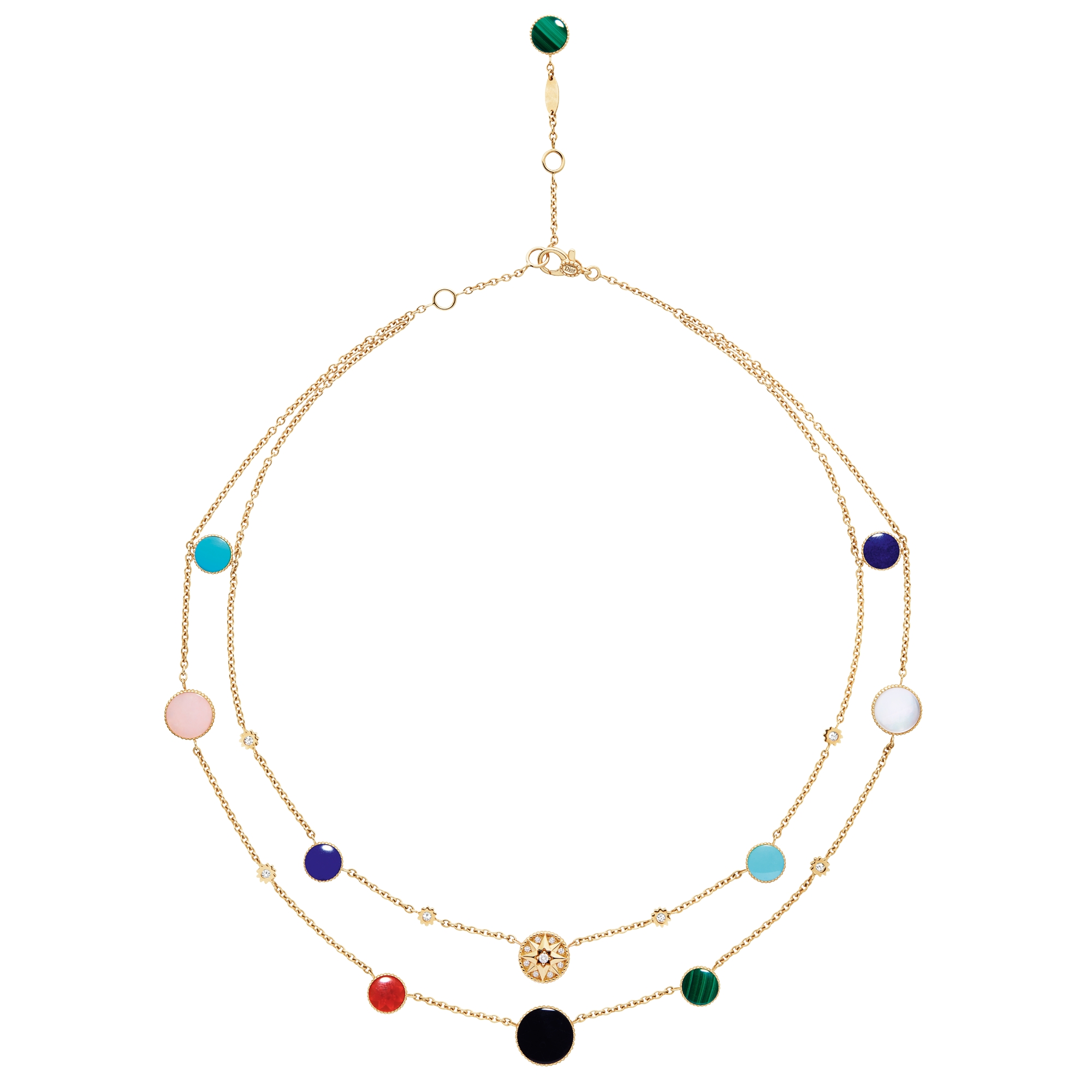 Rose des Vents Necklace Yellow Gold, Diamonds and Ornamental Stones E07