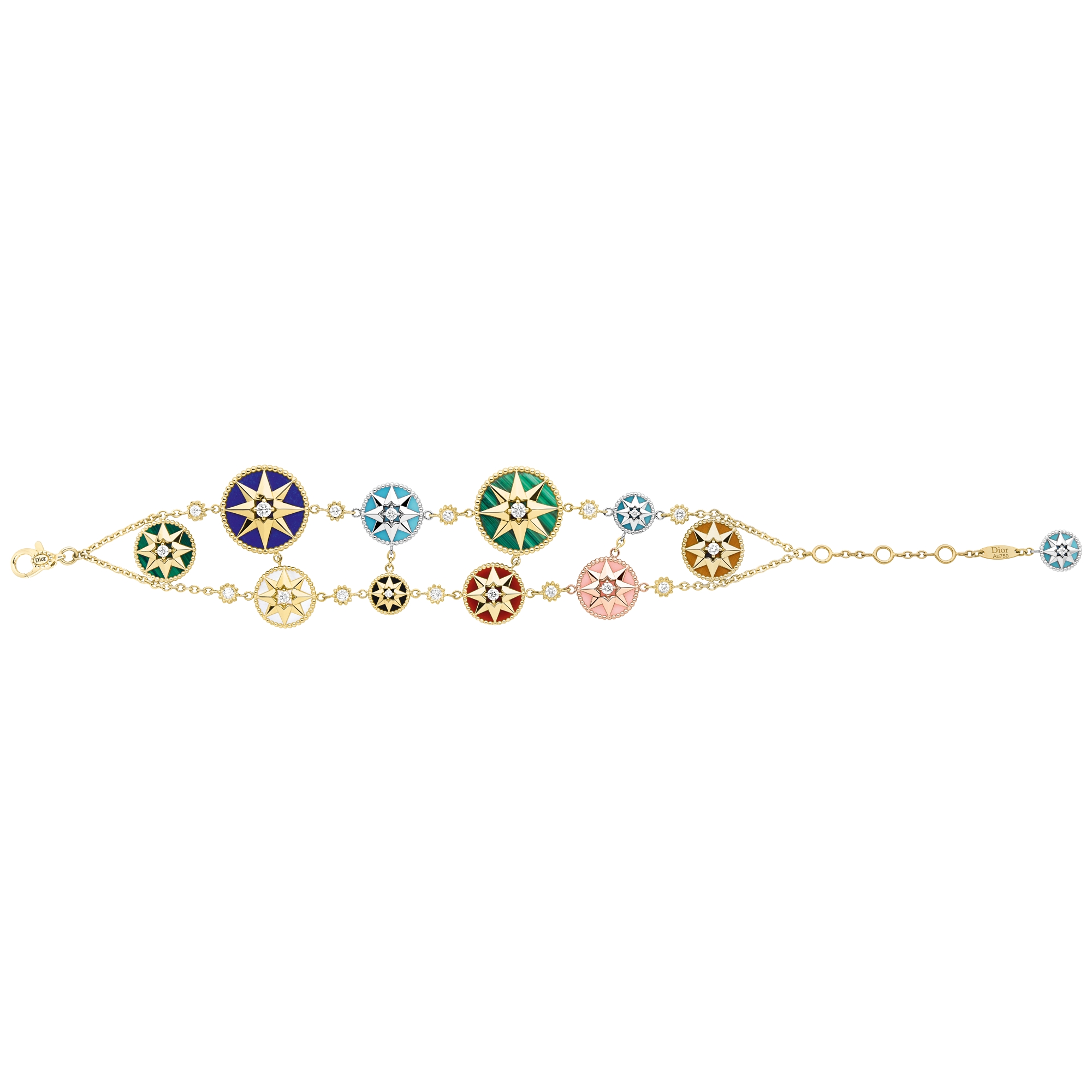 Rose des Vents Bracelet Yellow, Pink and White Gold, Diamonds and Gemstones E01