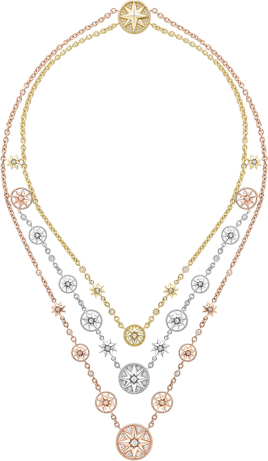 Rose des Vents and Étoile des Vents Necklace Front view