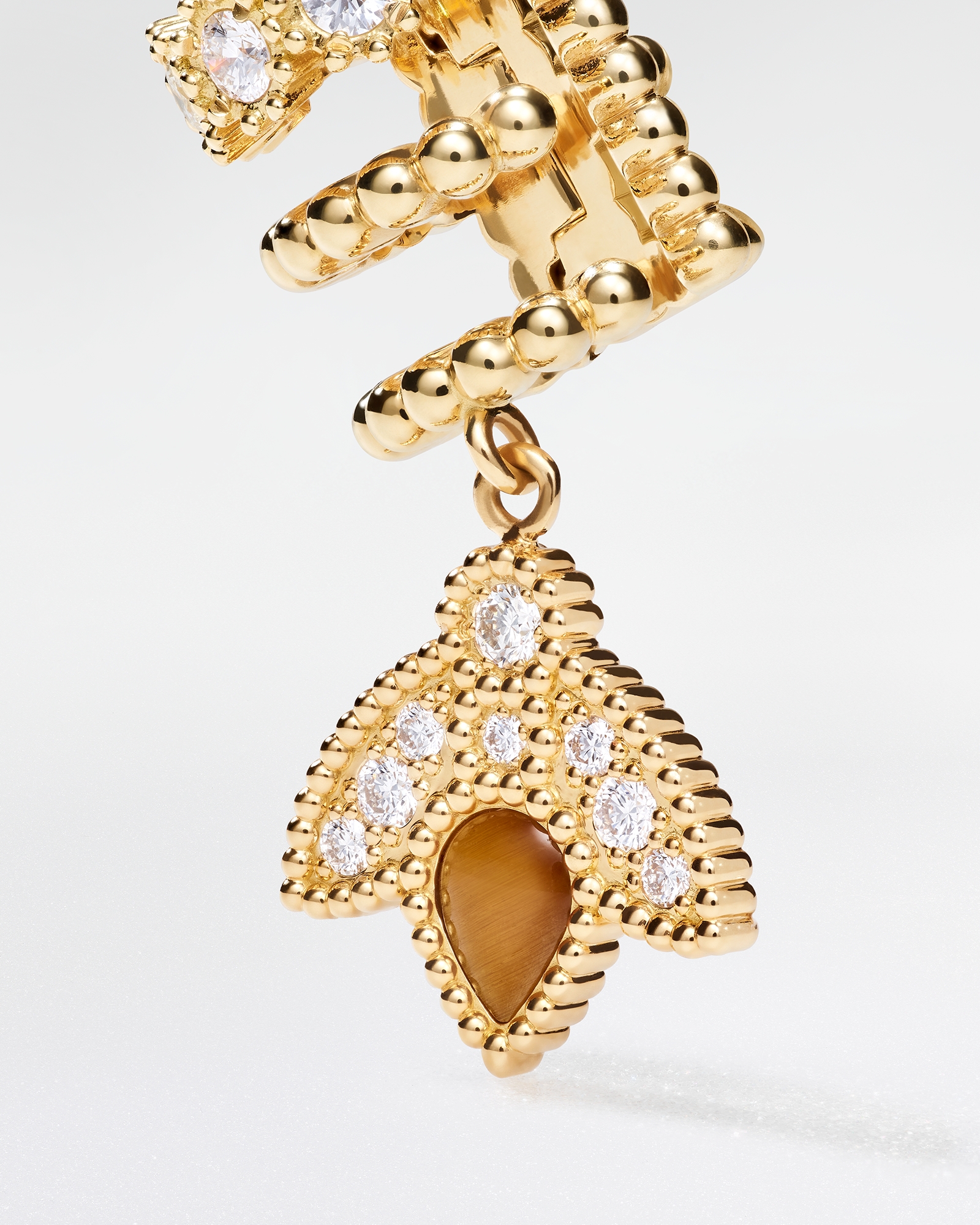 Charms Earrings Yellow, Pink and White Gold, Diamonds and Gemstones E03