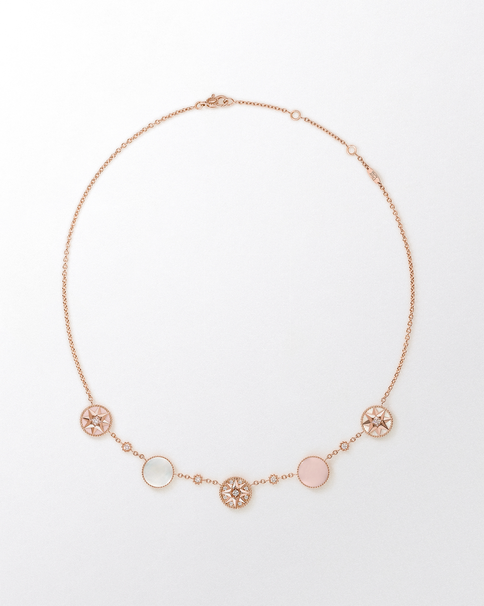Rose des Vents 項鍊 玫瑰金、鑽石、珍珠母貝和粉紅蛋白石 E01