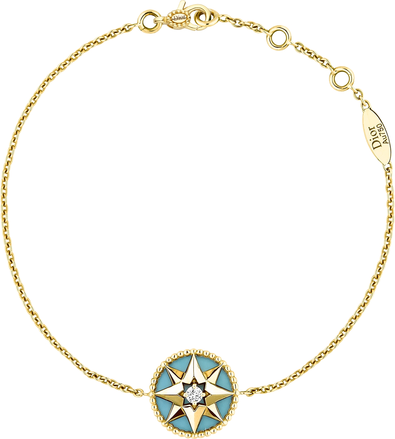 Rose des Vents Necklace Yellow Gold Diamond and Turquoise DIOR