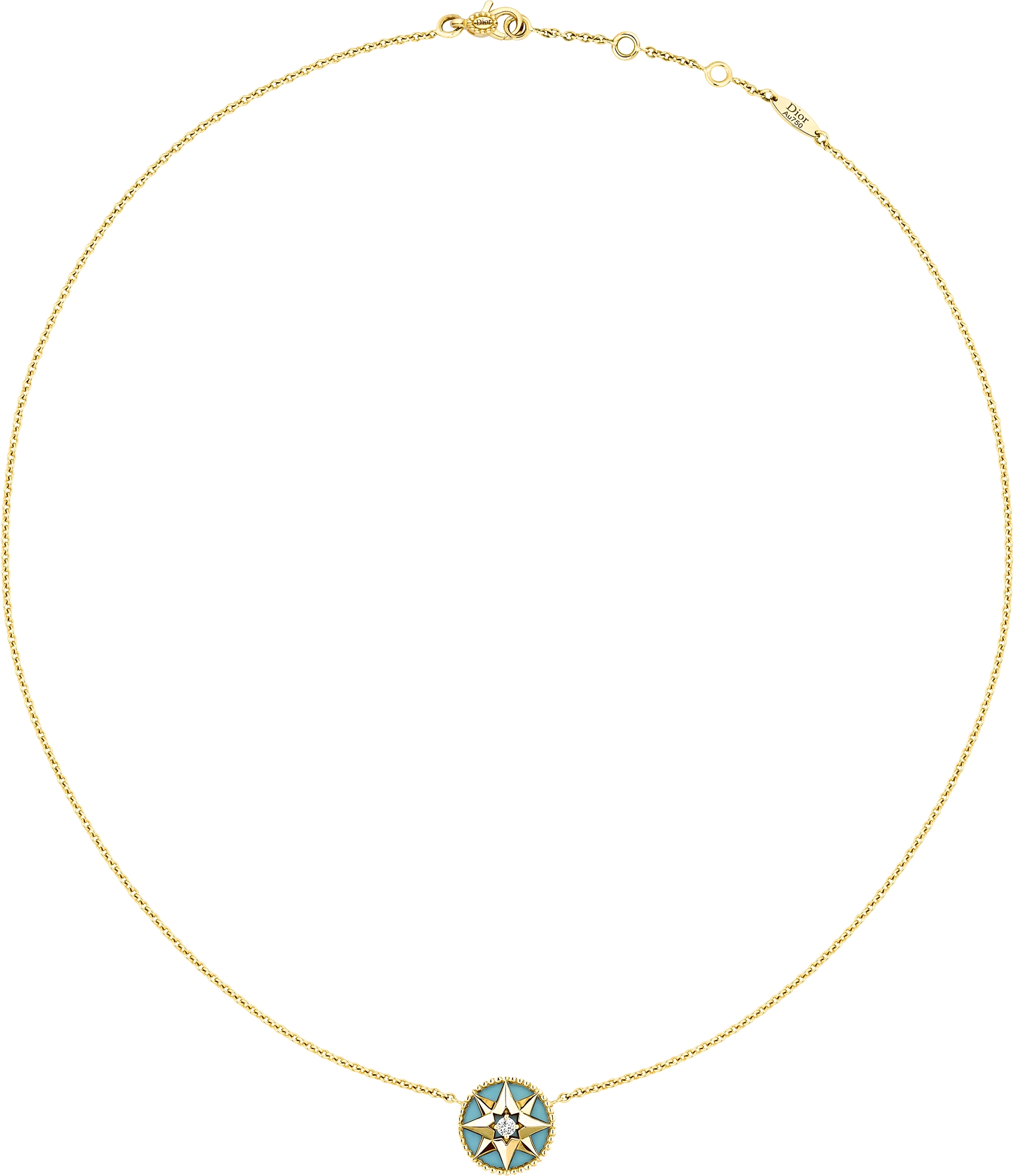 DIOR Rose Des Vents Necklace Yellow Gold Diamond And Turquoise Women Jewelry