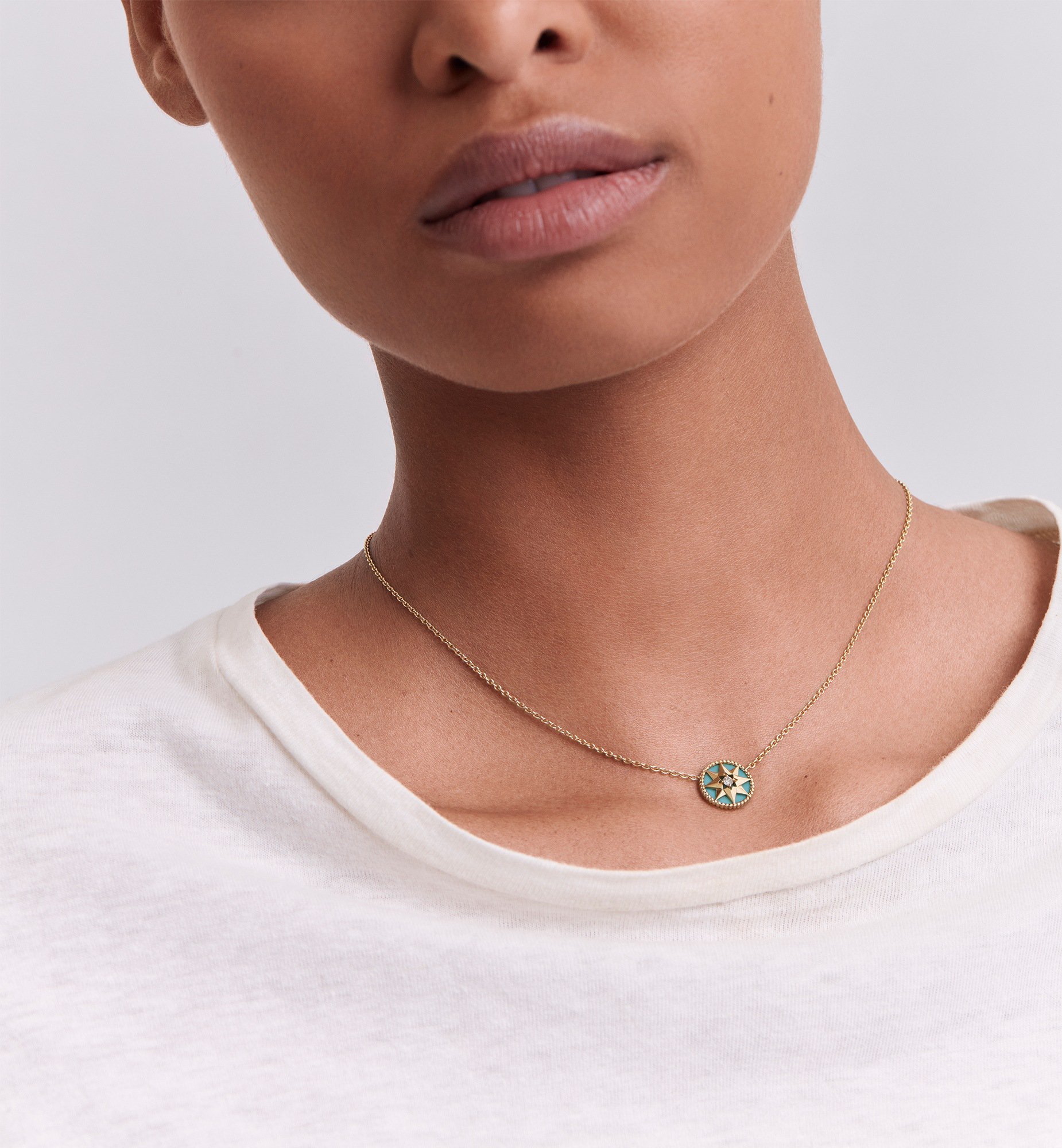 Rose des Vents Necklace Yellow Gold Diamond and Turquoise DIOR
