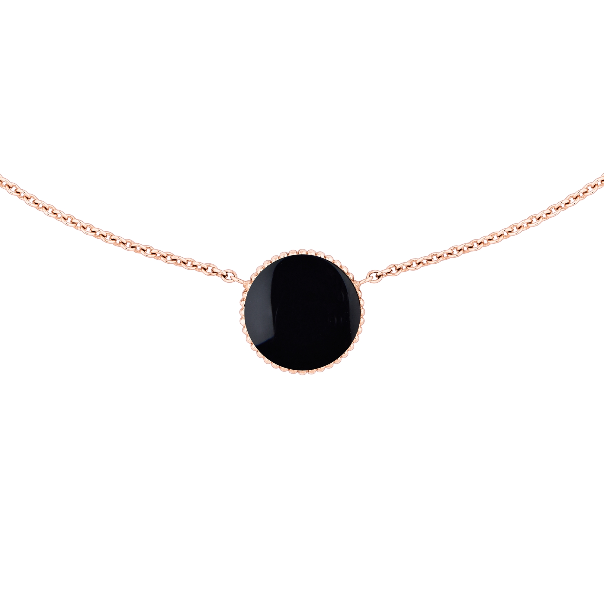 Rose des Vents Necklace Pink Gold, Diamond and Onyx E09