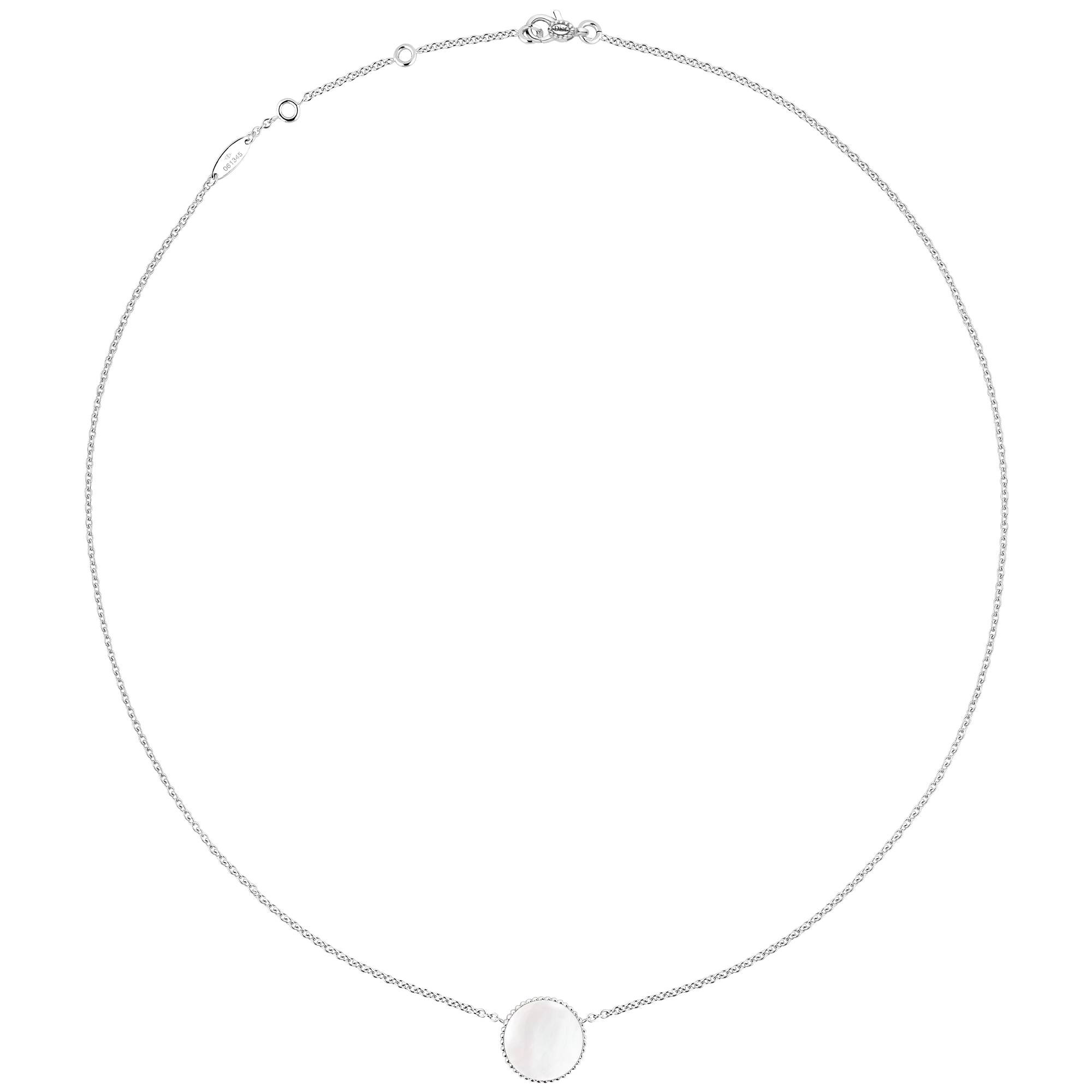 Rose des Vents-ketting Witgoud, diamant en parelmoer E07