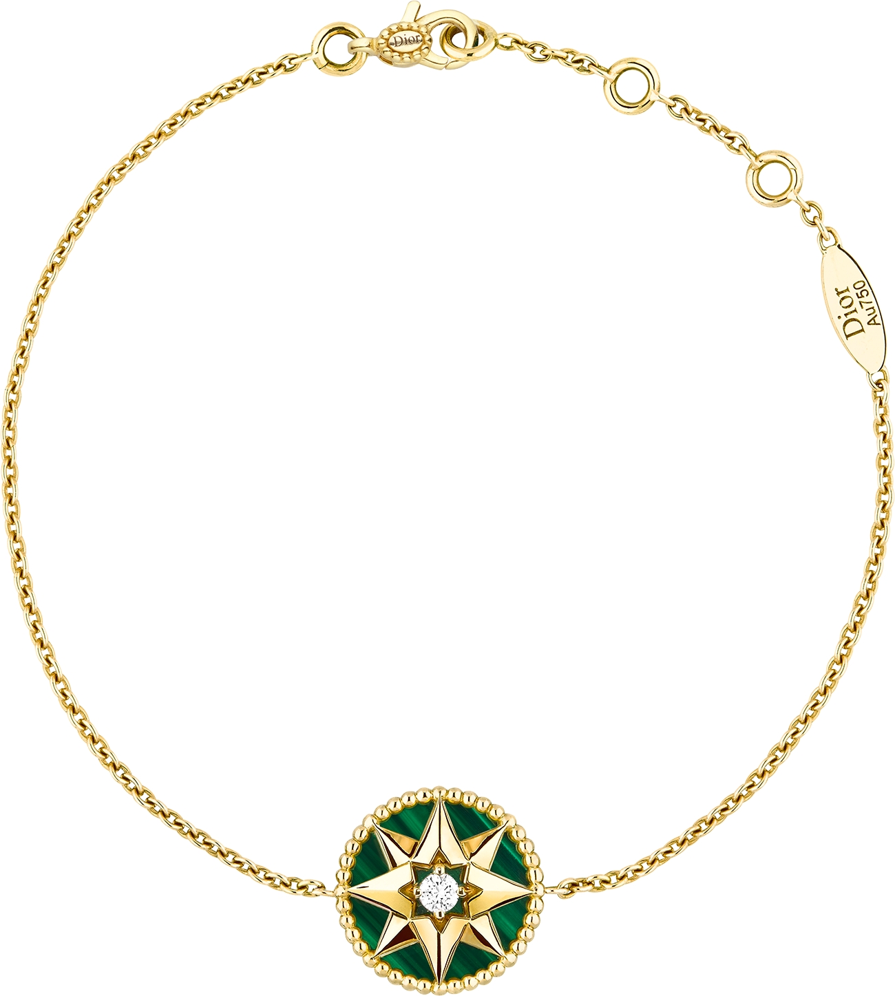 DIOR Rose Des Vents Necklace Yellow Gold Diamond And Malachite Women Jewelry