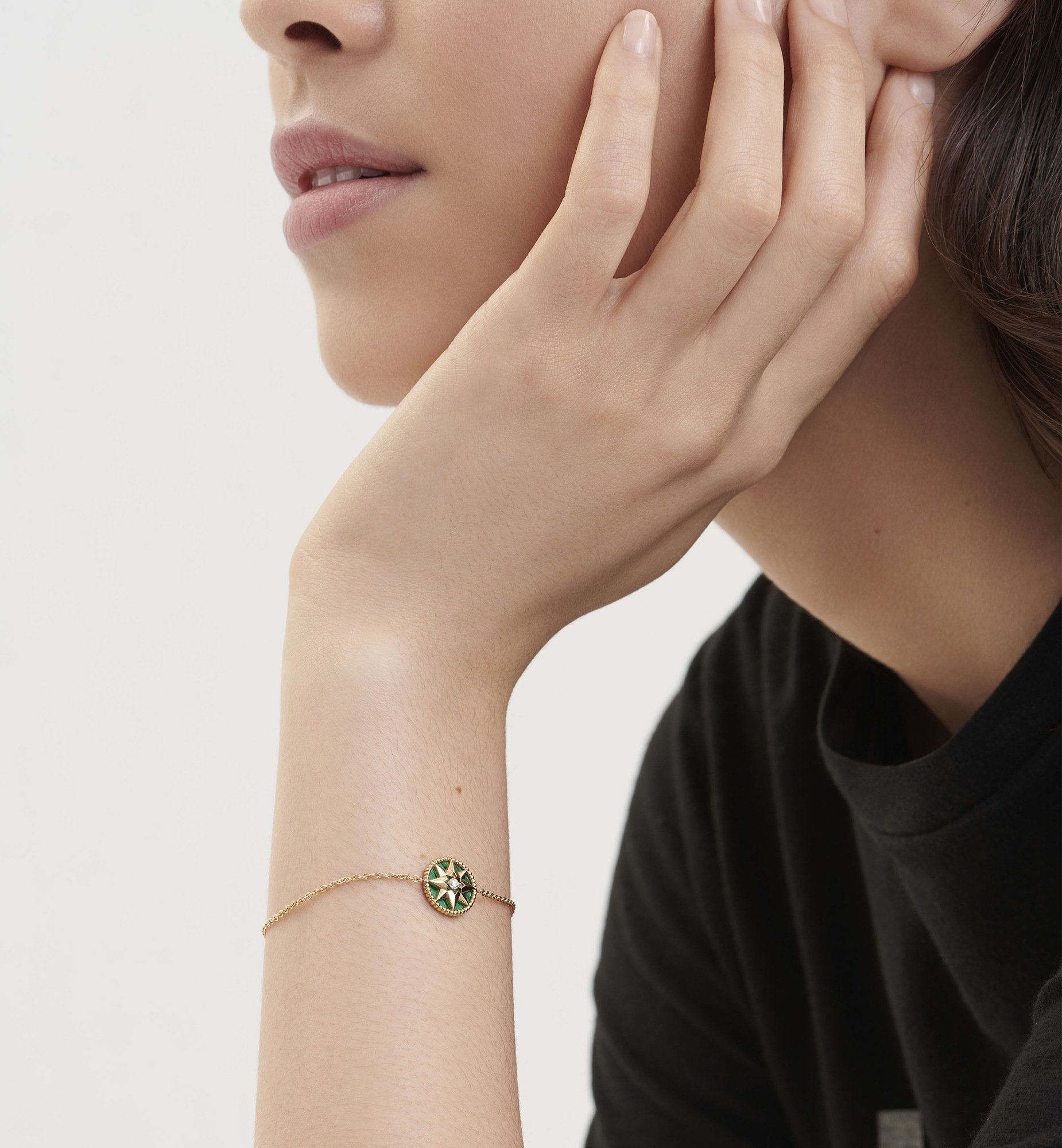 Rose des Vents Bracelet Yellow Gold Diamond and Malachite DIOR
