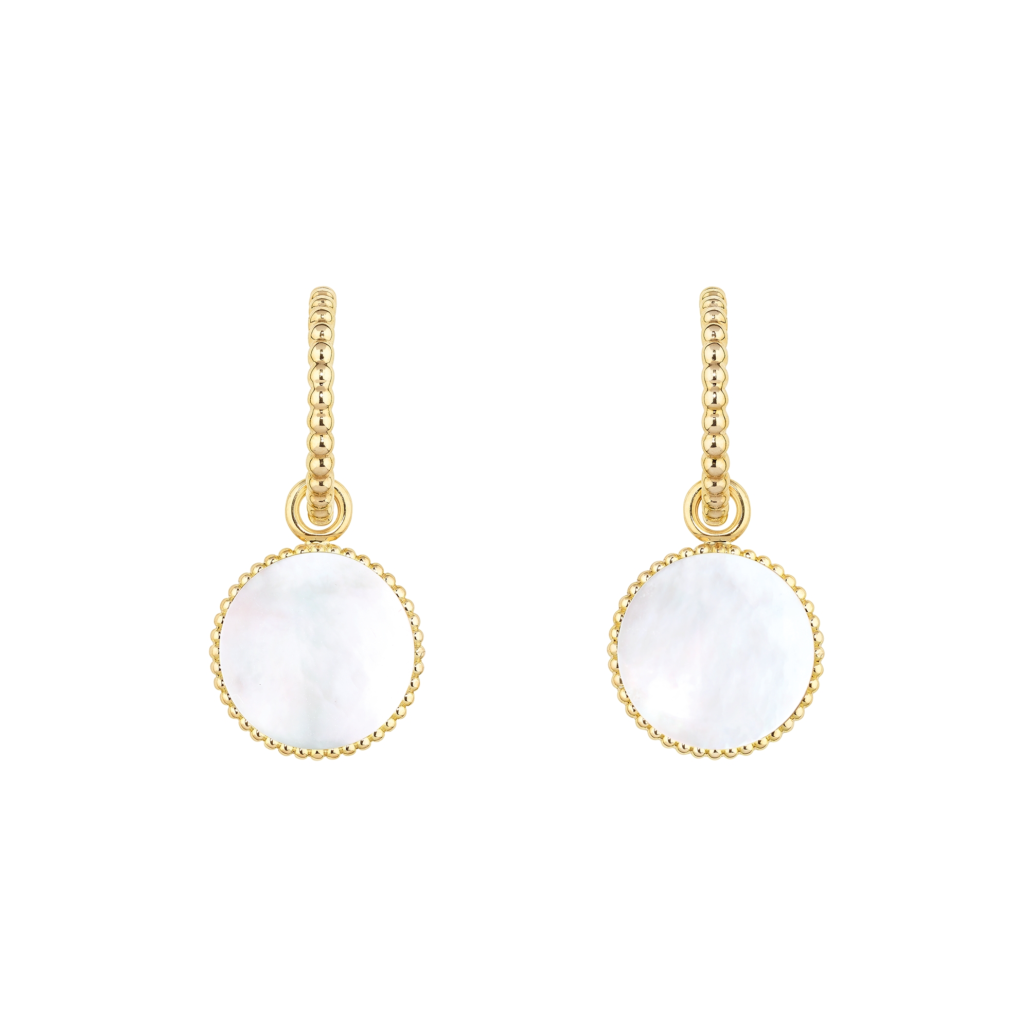 Rose des Vents Ohrringe Gelbgold, Diamanten und Perlmutt E07