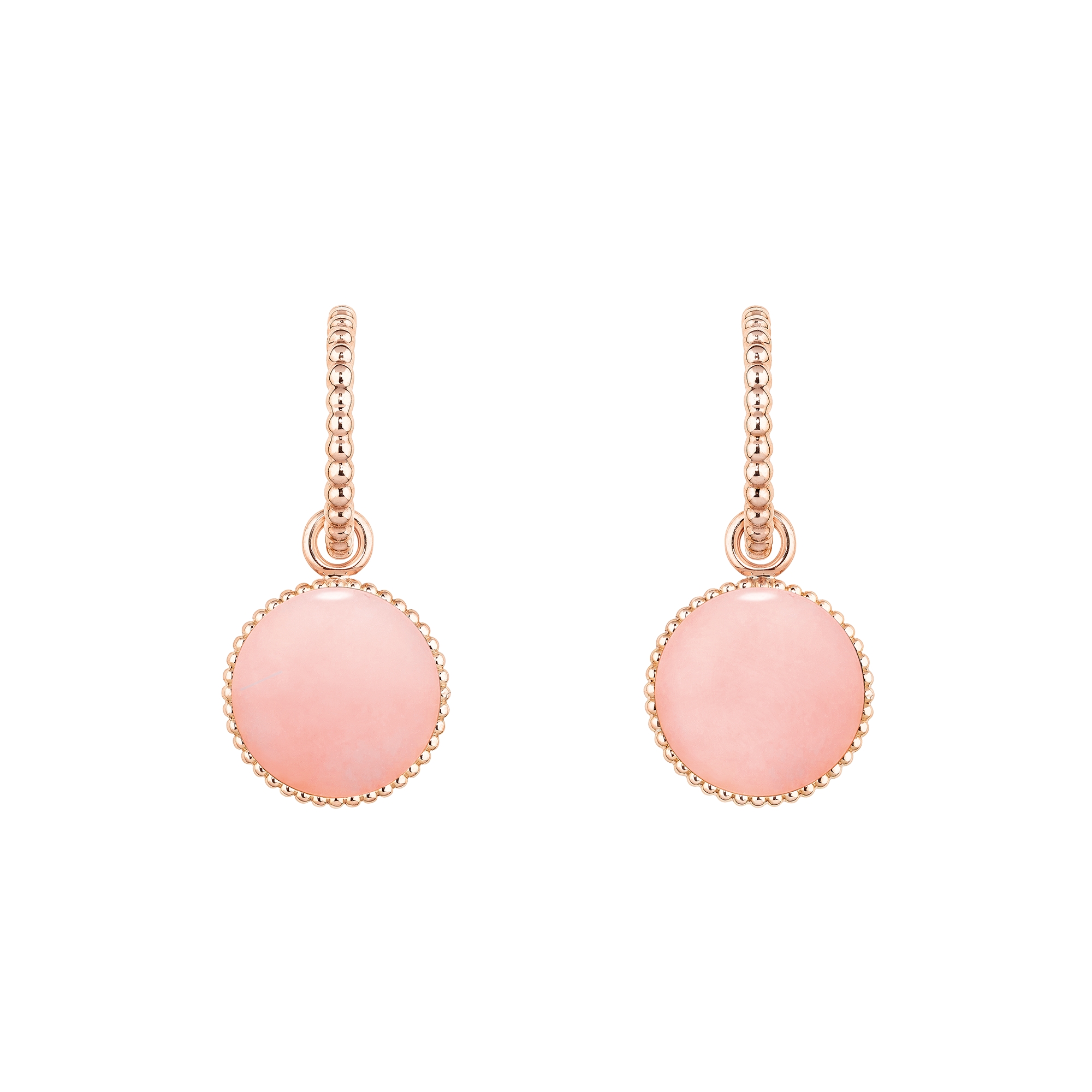 Boucles d'oreilles Rose des Vents Or rose, diamants et opale rose E07