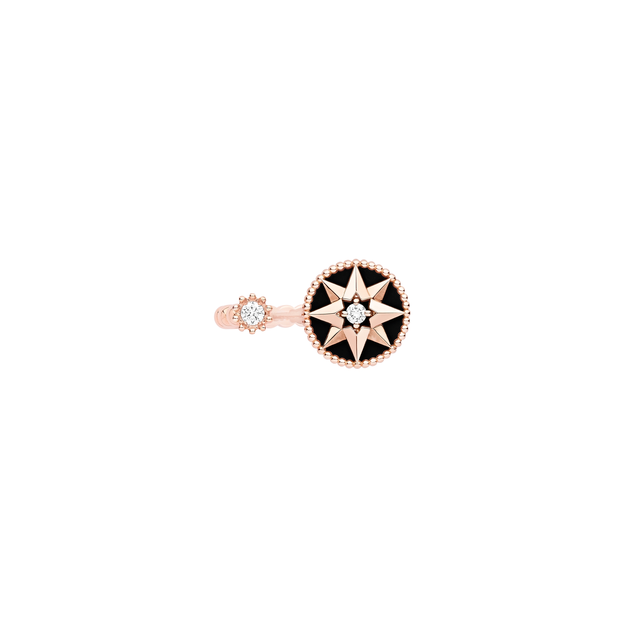 Rose des Vents Ring Roségold, Diamanten und Onyx E03