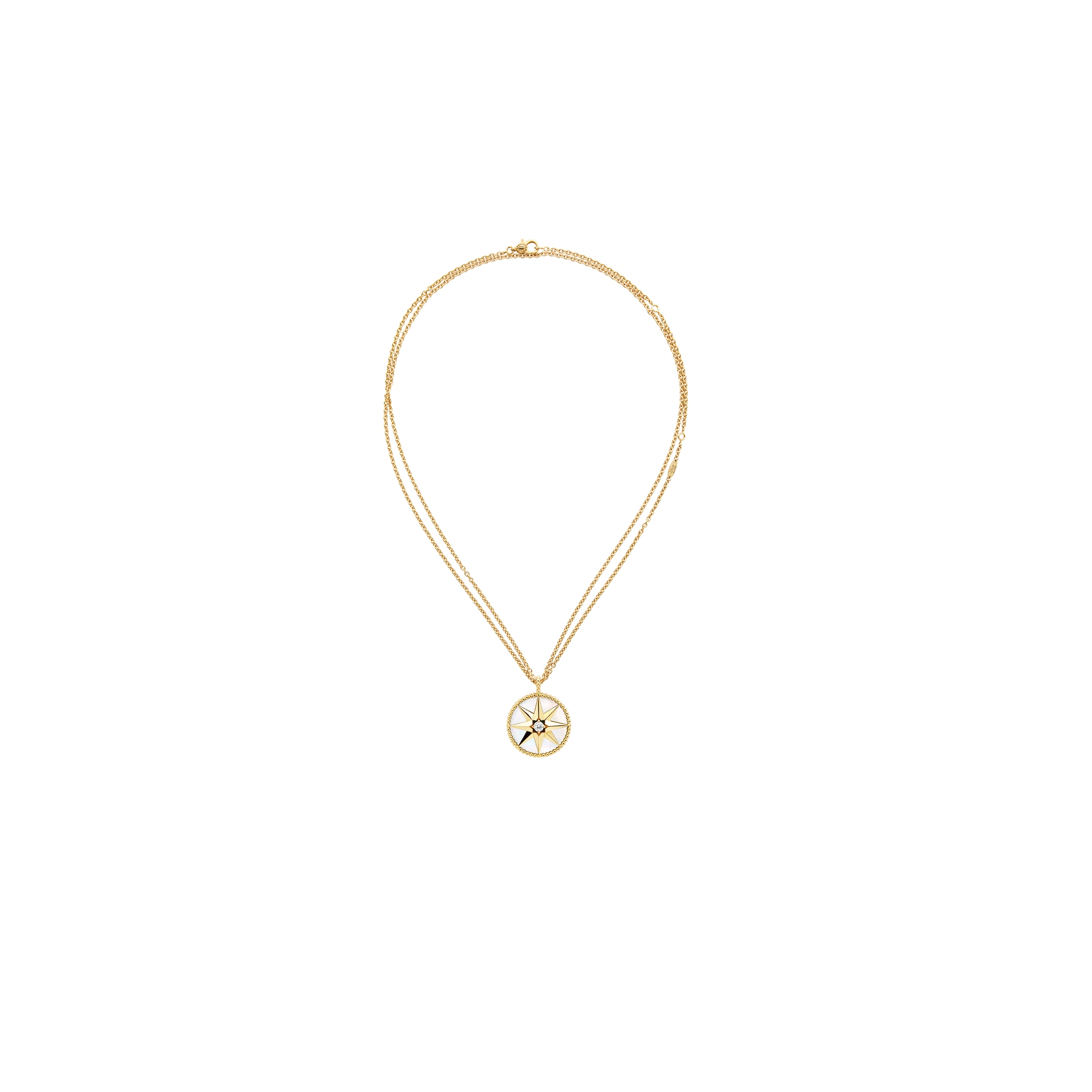 Großes Rose des Vents Medaillon Gelbgold, Diamant und Perlmutt E05