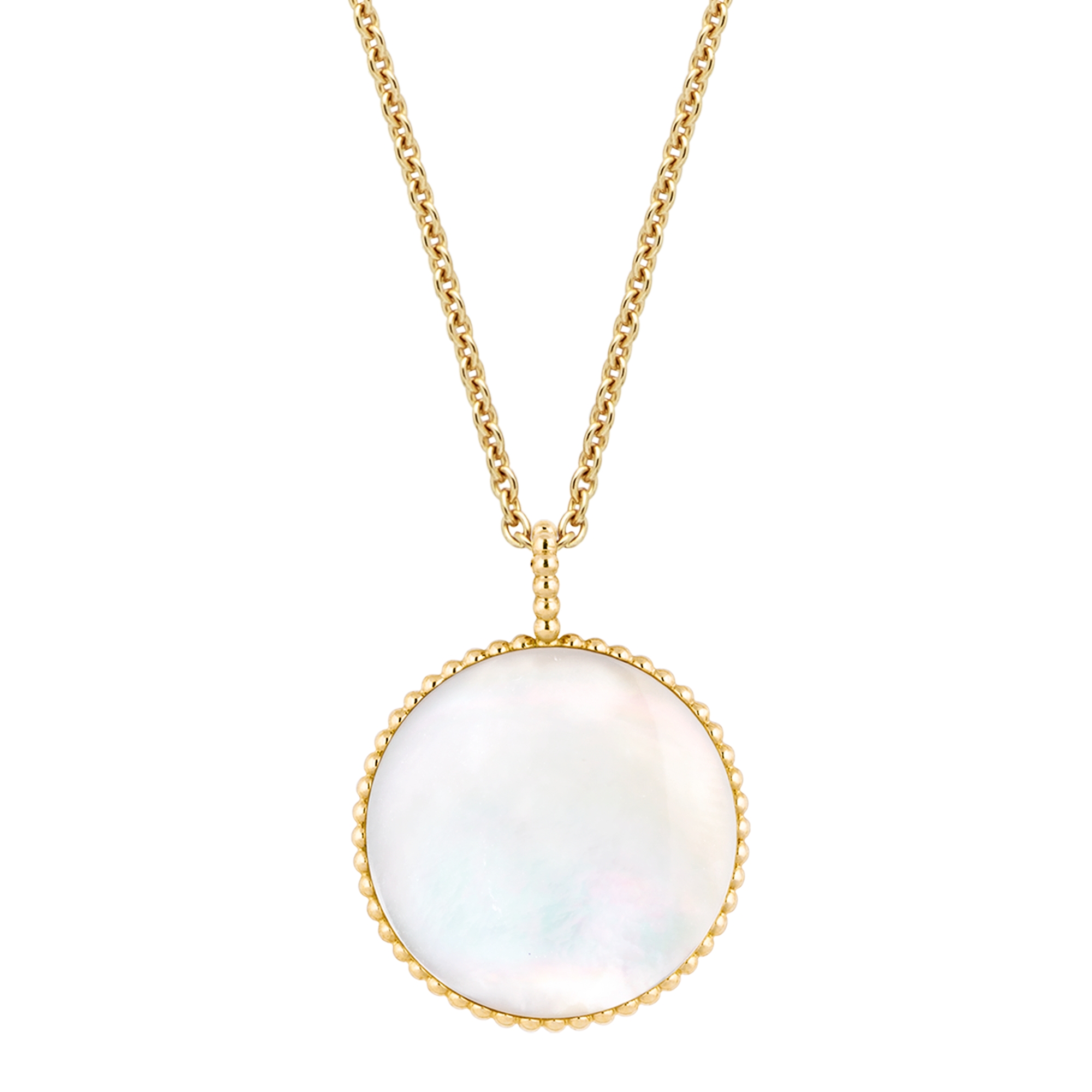 Großes Rose des Vents Medaillon Gelbgold, Diamant und Perlmutt E09