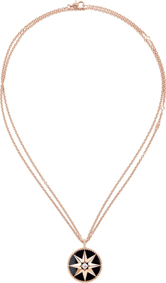 Large Rose des Vents Medallion Pink Gold Diamond and Onyx DIOR