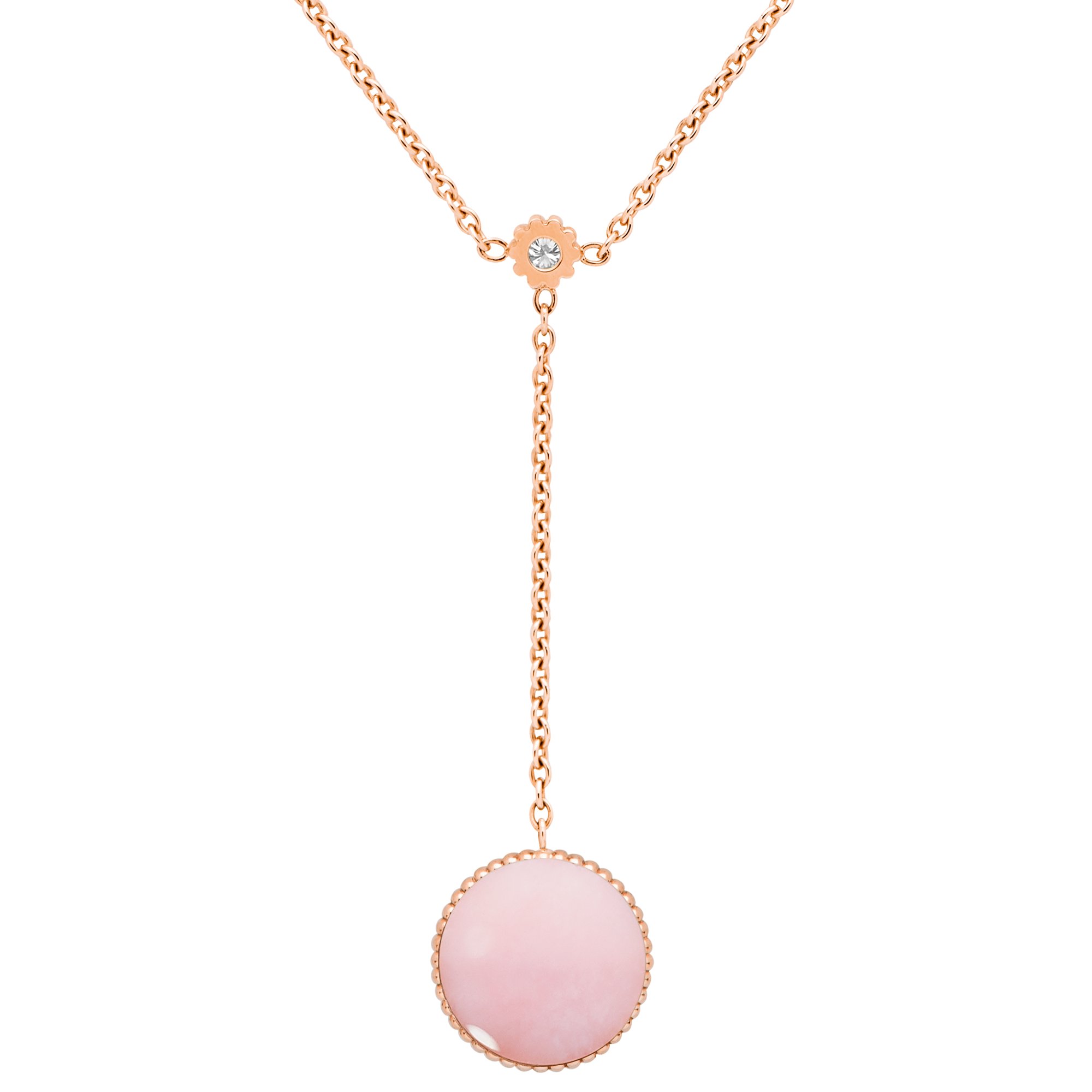 Rose des Vents Necklace Pink Gold Diamonds and Pink Opal DIOR