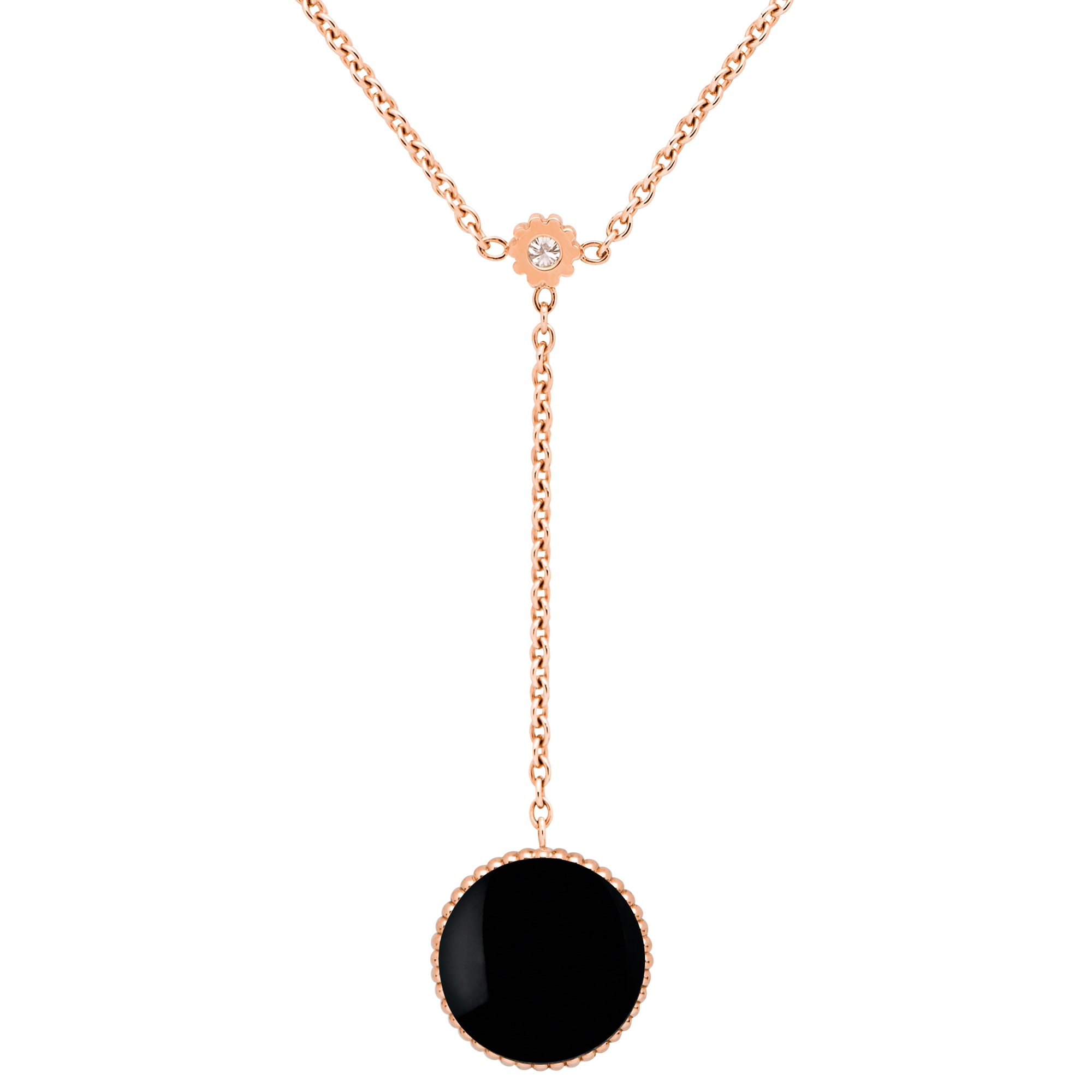 Rose des Vents Necklace Pink Gold, Diamonds and Onyx E09