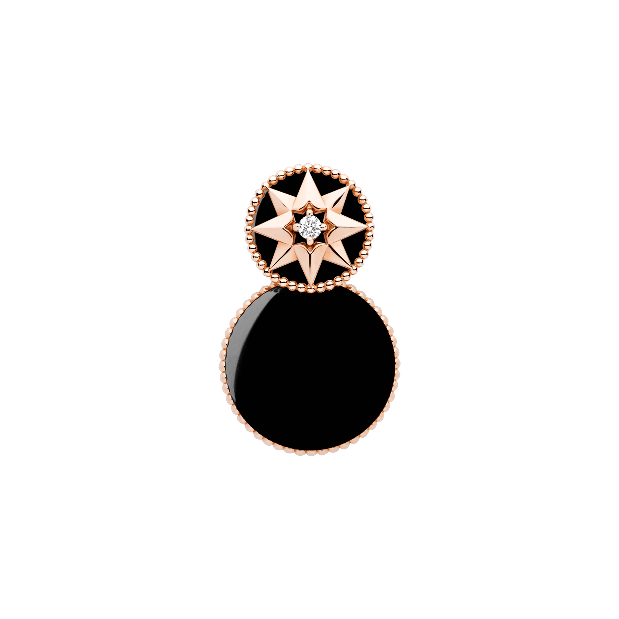 Rose des Vents Single Earring Pink Gold, Diamonds and Onyx E07