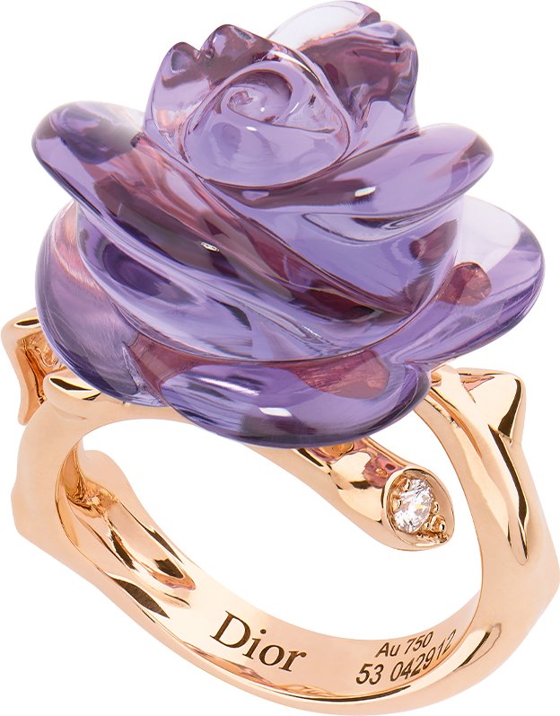 Small Rose Dior Pre Catelan Ring Pink Gold Diamond and Amethyst DIOR