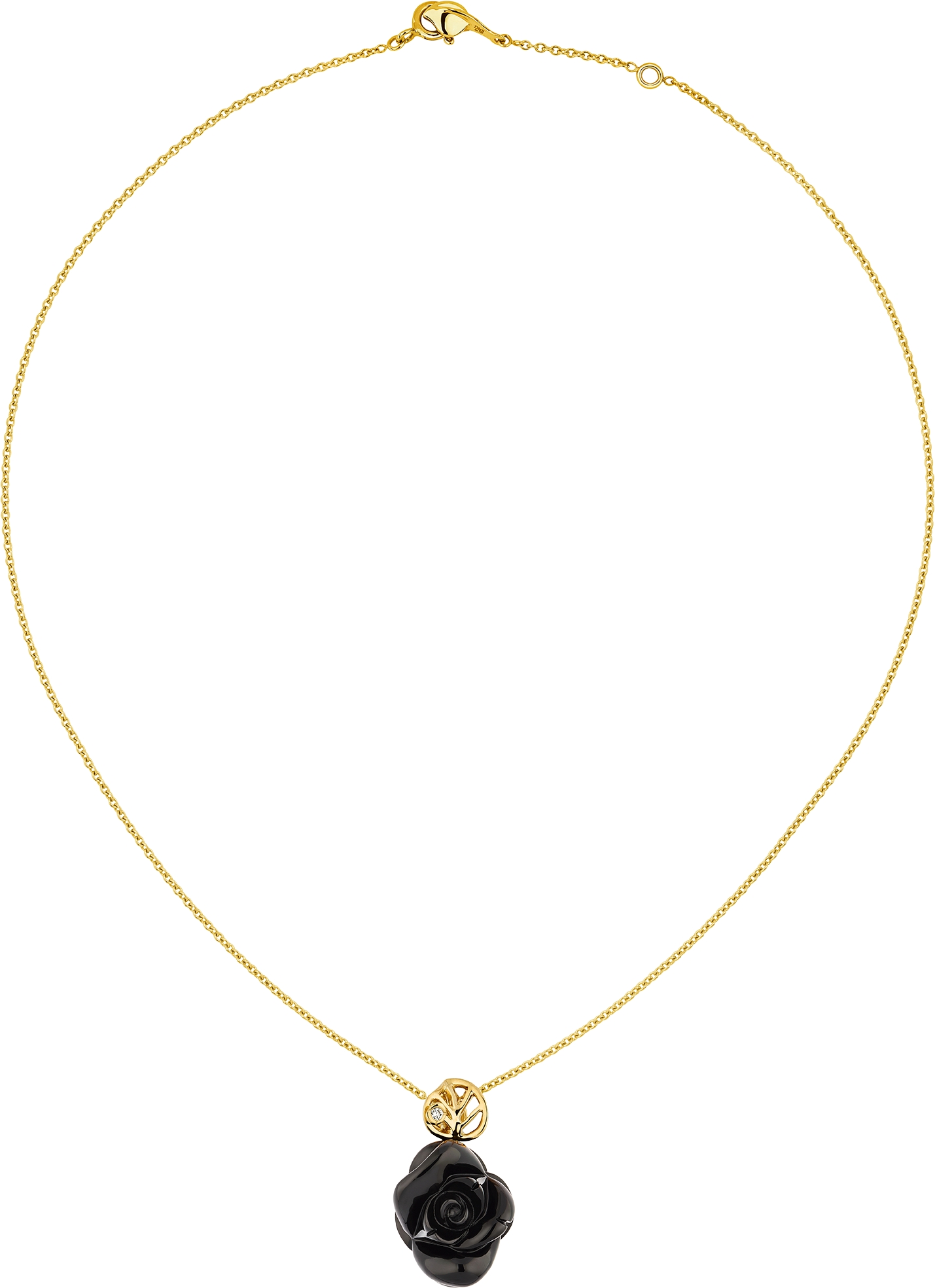 Rose Dior Pre Catelan Necklace Yellow Gold Diamond and Onyx DIOR