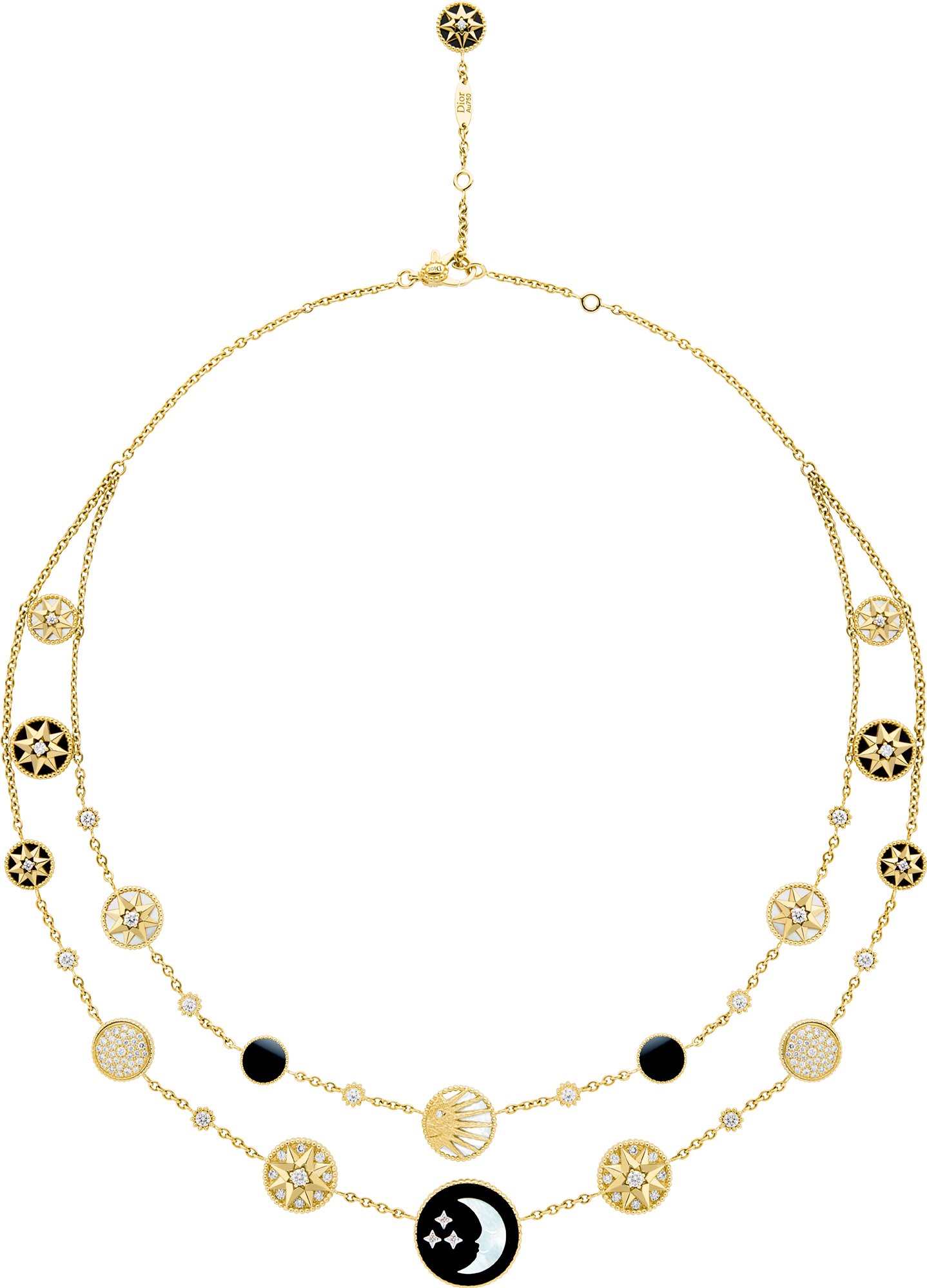 Rose des Vents and Rose Céleste Necklace Front view