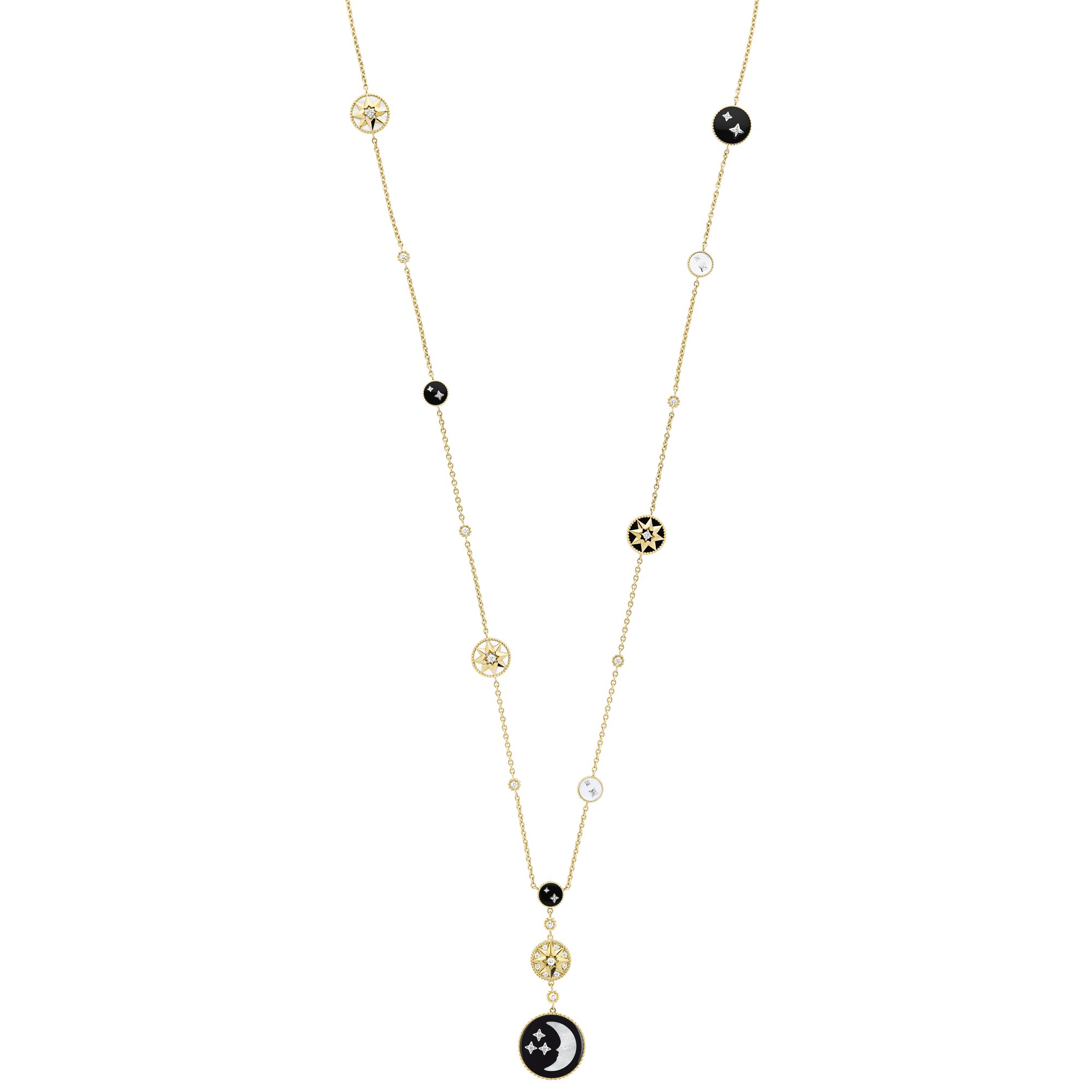Rose Des Vents and Rose Céleste Long Necklace Front view