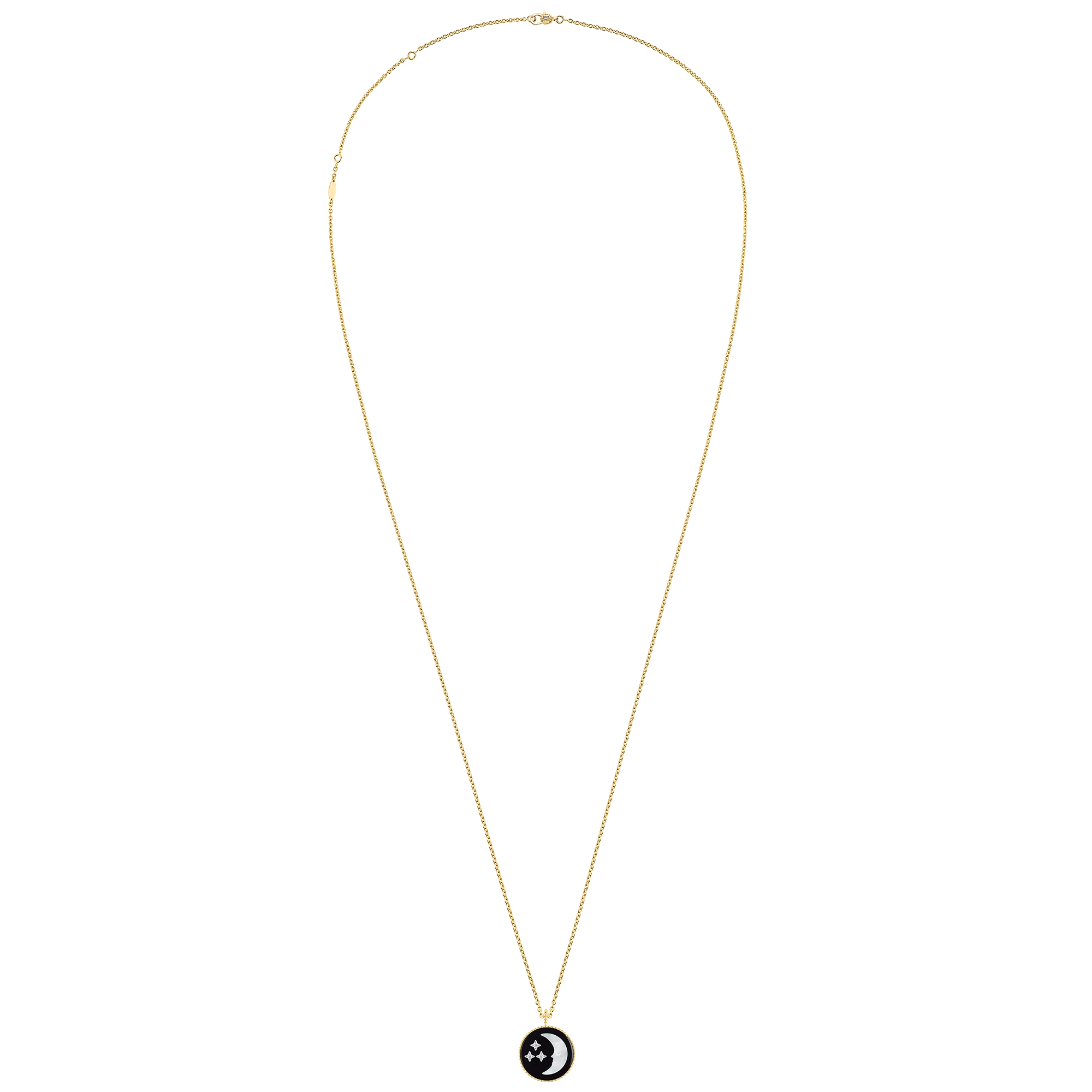 Rose Céleste 飾牌頸鏈 黃金、白金、鑽石、珍珠母和縞瑪瑙 E07