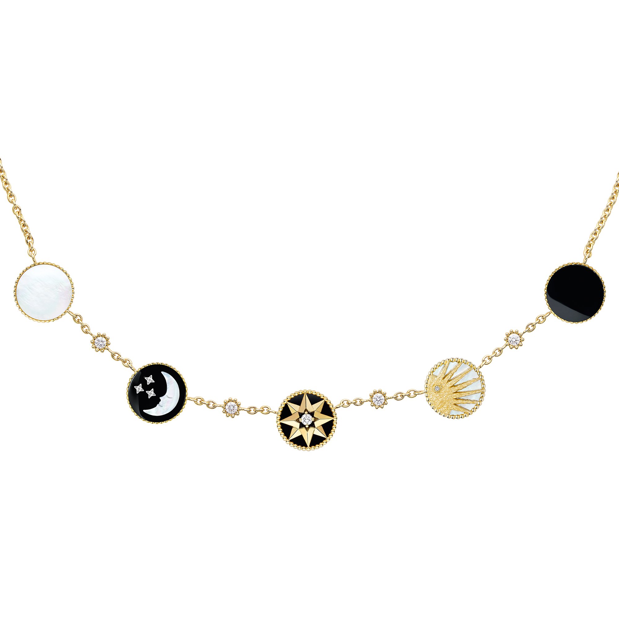 Rose des Vents and Rose Céleste Necklace Front view