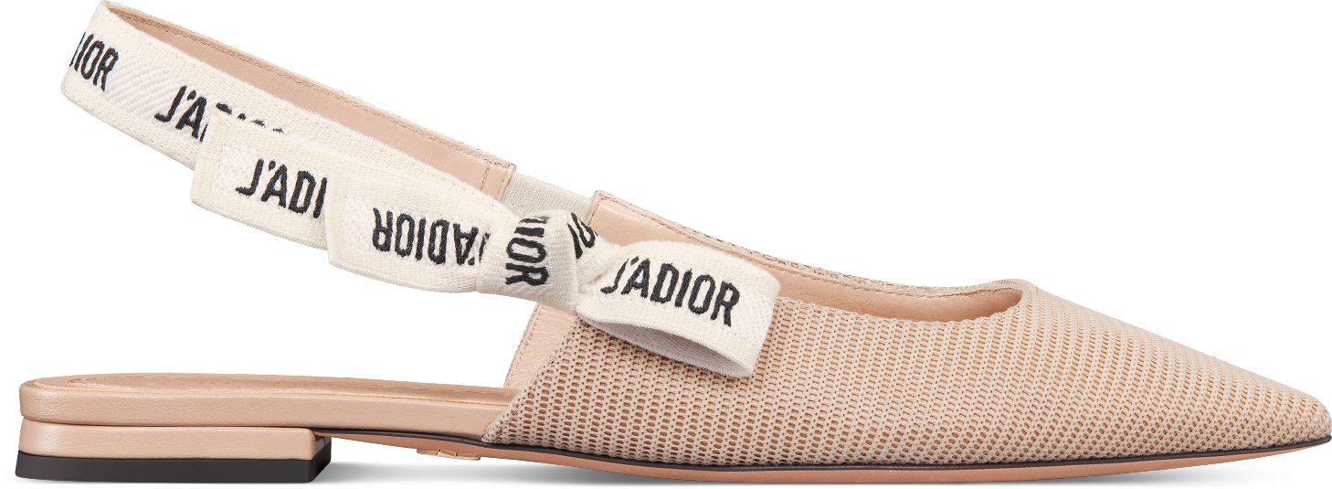 J Adior Slingback Flat Black Technical Fabric DIOR