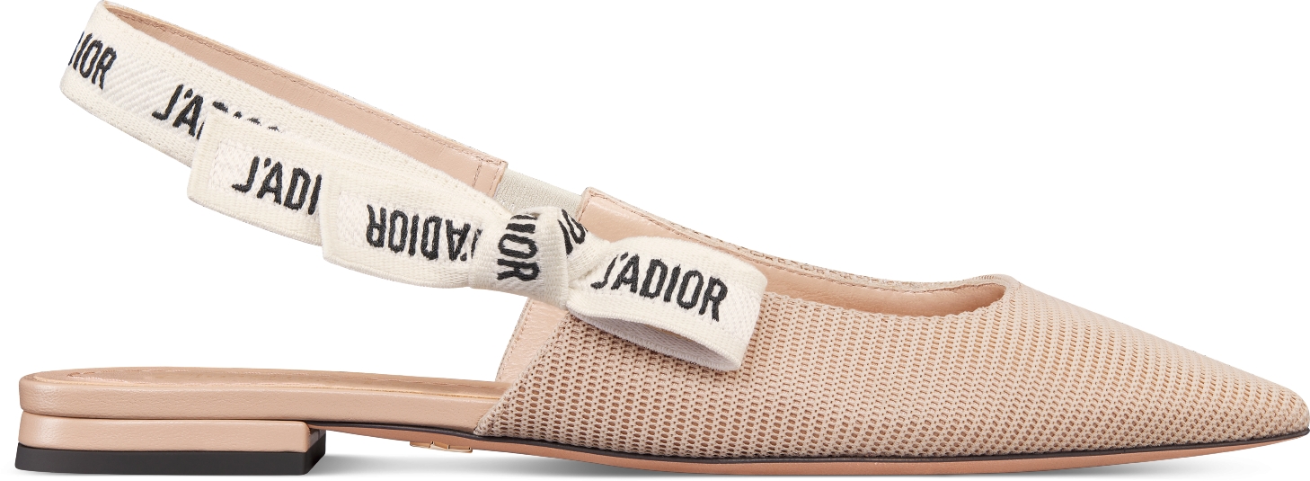 J Adior Slingback Flat Nude Technical Fabric DIOR