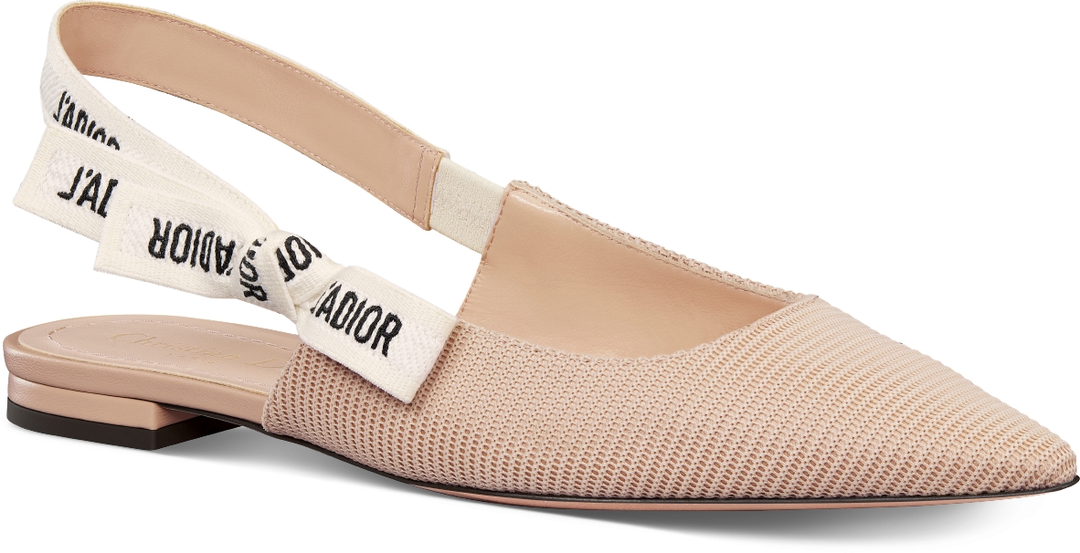 J Adior Slingback Flat Nude Technical Fabric DIOR